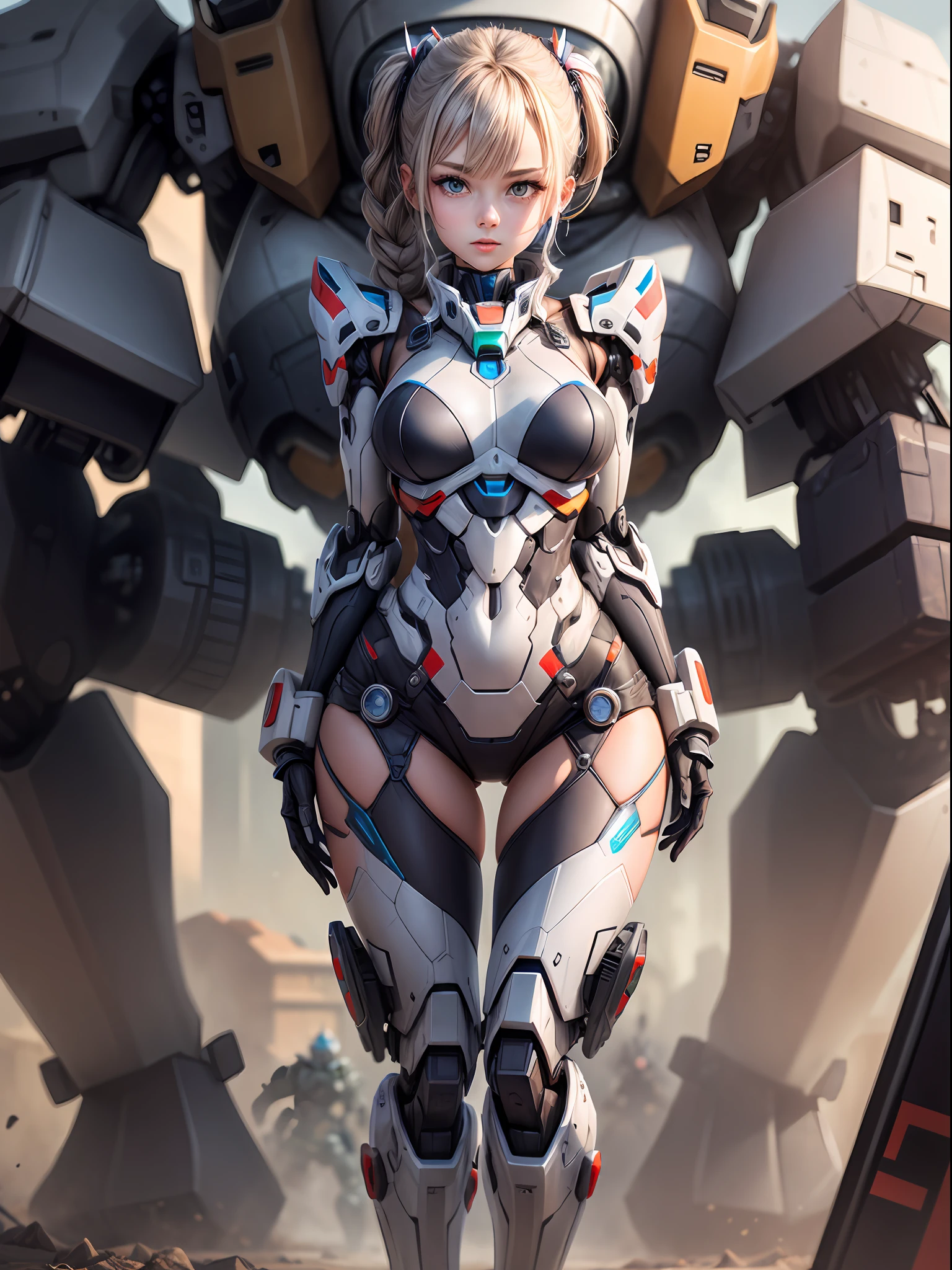 battle mech and a girl