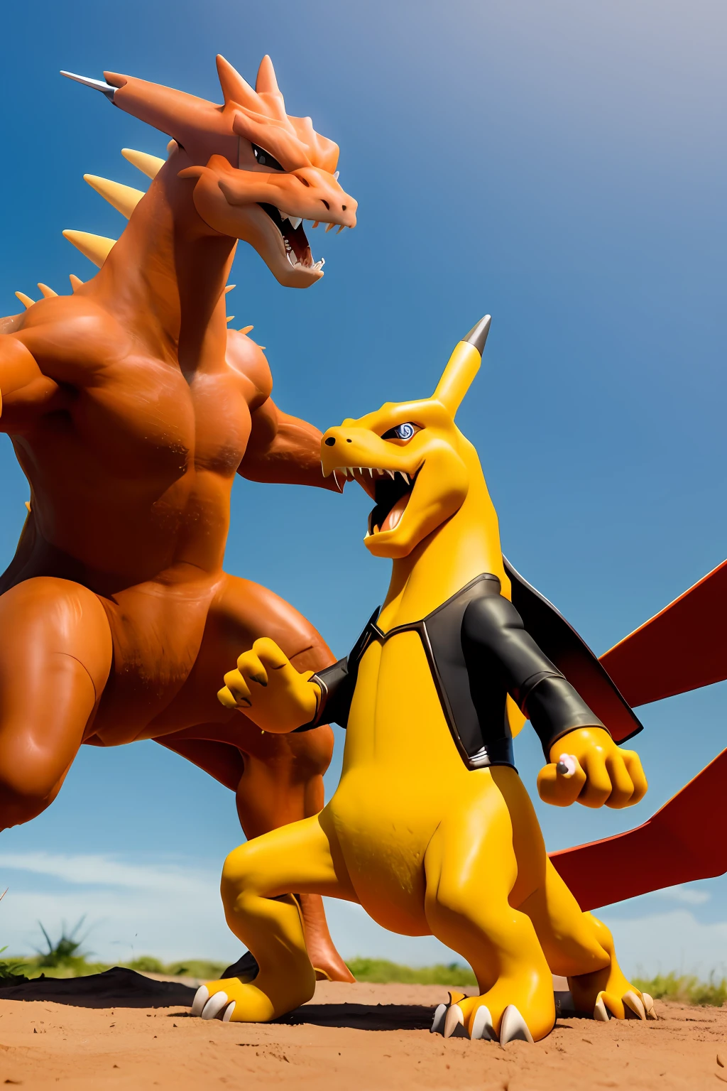 Um Charizard com duas mini guns