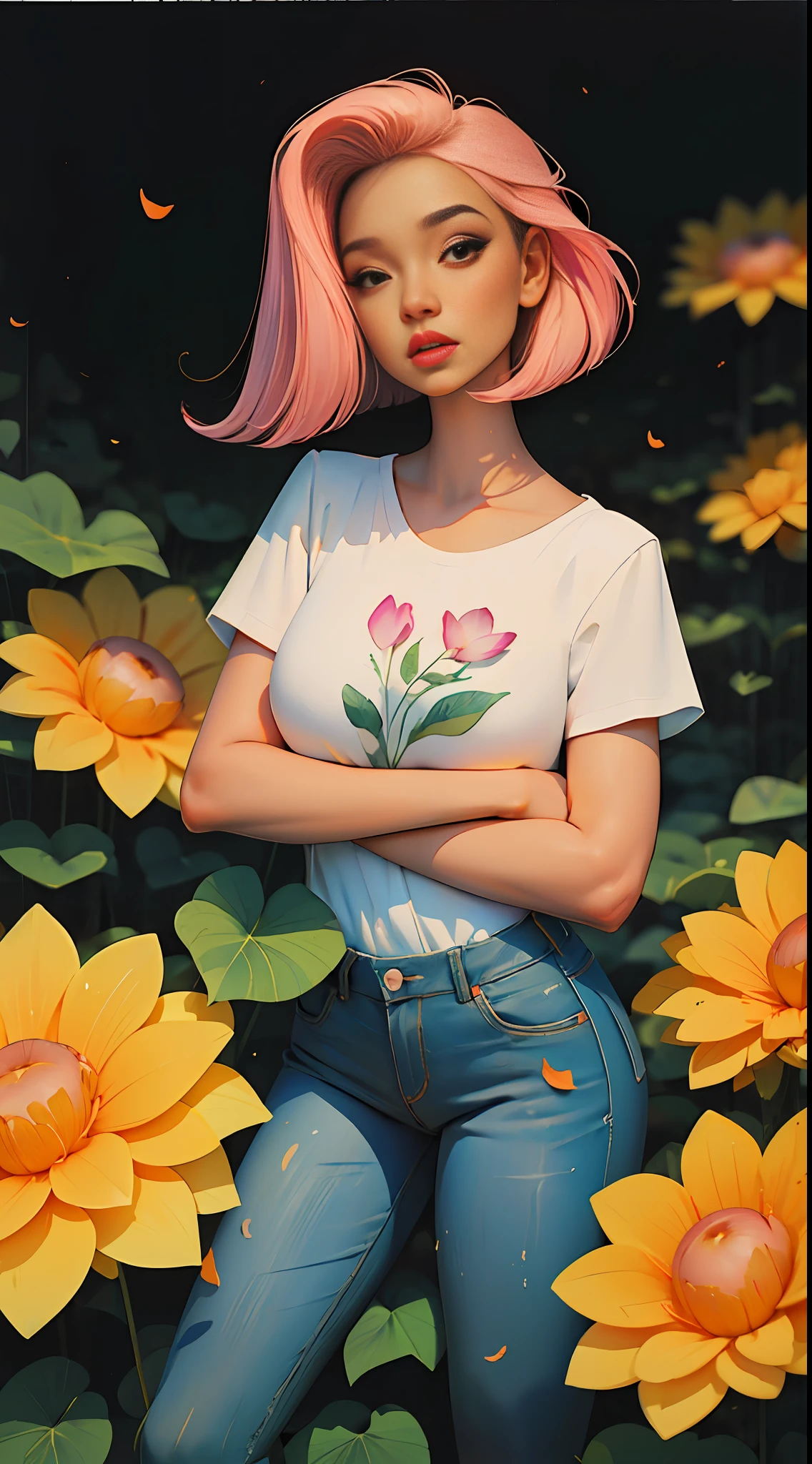 mulher linda , longos cabelos negros,::((melhor qualidade)), ((obra-prima)), (muito detalhado:1.3)(masterpiece:1.2, melhor qualidade), (finamente detalhados belos olhos: 1.2), (masterpiece:1.2, melhor qualidade), (finely detailed beautiful eyes: 1.2), (masterpiece:1.2, best quality), (finely detailed beautiful eyes: 1.2), ((1girl kelly brook very beautiful woman big breast )), ((solo)), (olhos vermelhos:1.4), (olhos finamente detalhados e rosto detalhado:1.3),), (com jeans e uma camiseta ou vestido branco:1.3), (fundo bonito e claro:1.2), (cg extremamente detalhado, ultra-detalhado, melhor sombra:1.1), ((profundidade de campo)), ((aquarela)), seios grandes, ombros nus, flowers and petals, beautiful concept illustration , (fundo branco:0.5), (illustation :1.1), (extremamente fino e belo:1.1), (detalhes perfeitos: 1.1), obra-prima, alta qualidade, highres, aprimoramento de detalhes, 8k, hd, obra-prima, melhor qualidade, alta qualidade, highres, aprimoramento de detalhes, ::style joe madureira comic stiyle ::2.9 (masterpiece:1.2, best quality), (finely detailed beautiful eyes: 1.2), ((1girl ashley alexiss beautiful woman big breast )), ((solo)), (olhos vermelhos:1.4), (olhos finamente detalhados e rosto detalhado:1.3),), (com jeans e uma camiseta ou vestido branco:1.3), (fundo bonito e claro:1.2), (cg extremamente detalhado, ultra-detalhado, melhor sombra:1.1), ((profundidade de campo)), ((aquarela)), , ombros nus, flowers and petals, beautiful concept illustration , (fundo branco:0.5), (illustation :1.1), (extremamente fino e belo:1.1), (detalhes perfeitos: 1.1), obra-prima, alta qualidade, highres, aprimoramento de detalhes, 8k, hd, obra-prima, melhor qualidade, alta qualidade, highres, aprimoramento de detalhes
