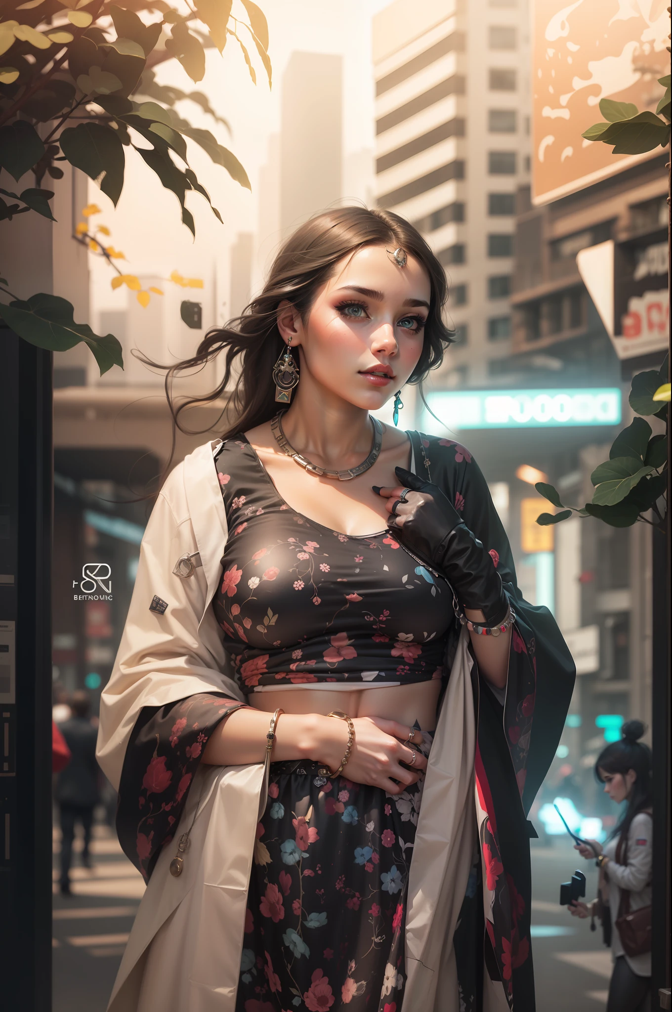 Change background cyberpunk beautiful girl , realistic face