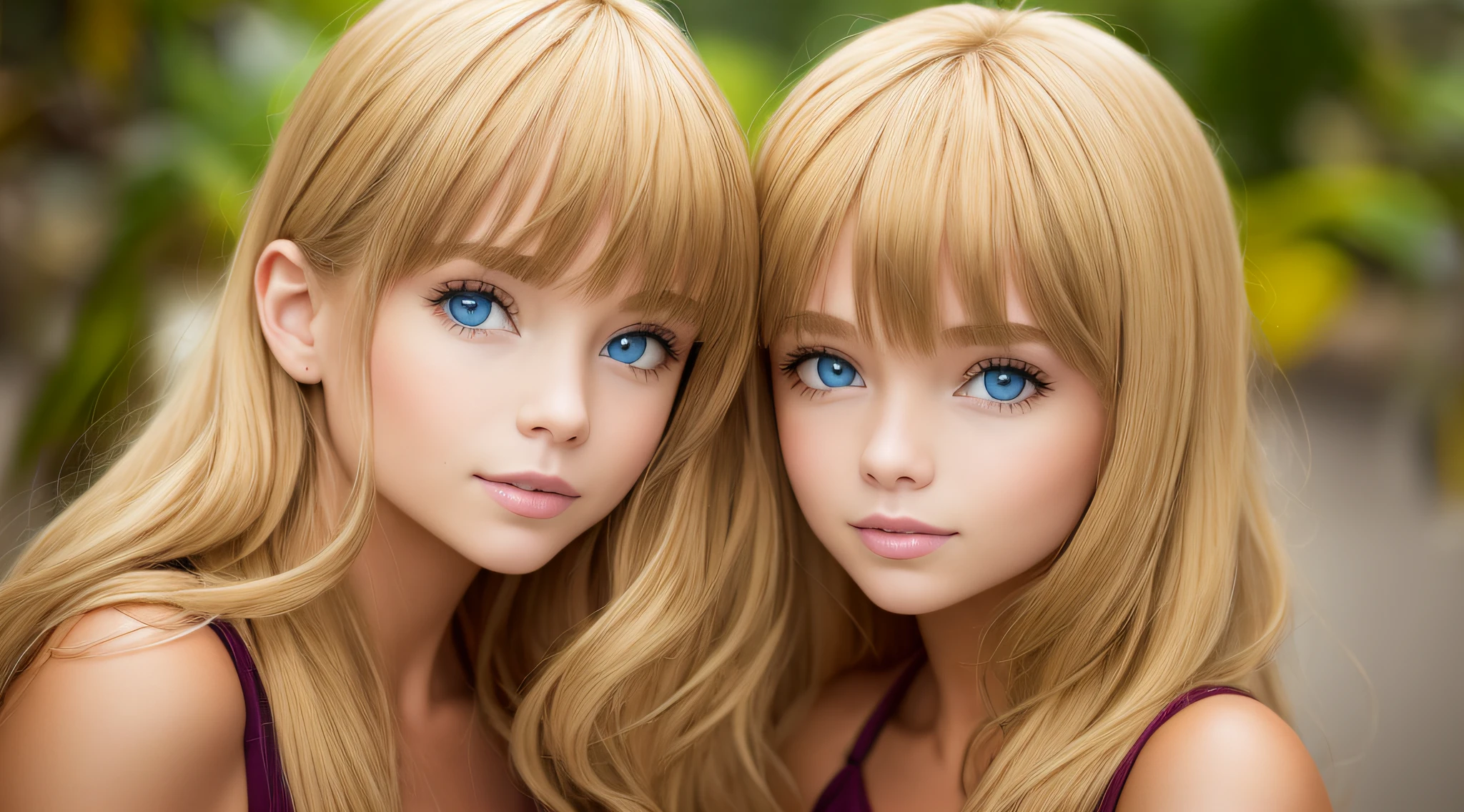 Blond-haired triplets, COM CASACOS DE PELE.