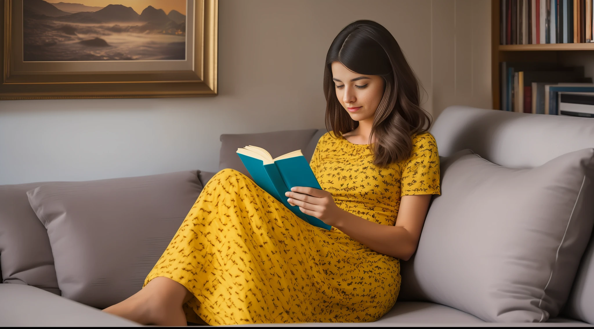 Man sitting on a couch reading a book while looking at the camera, Ler um livro, Lendo novo livro, leitura na biblioteca, segurando um livro, relaxing on a couch, Lendo o livro sobre o amor, sitting on a couch, arte mista, sitting on couch, Directed by: Nicolette Macnamara, bem editado, foto retrato, senhora usando vestido amarelo, infp mulher jovem