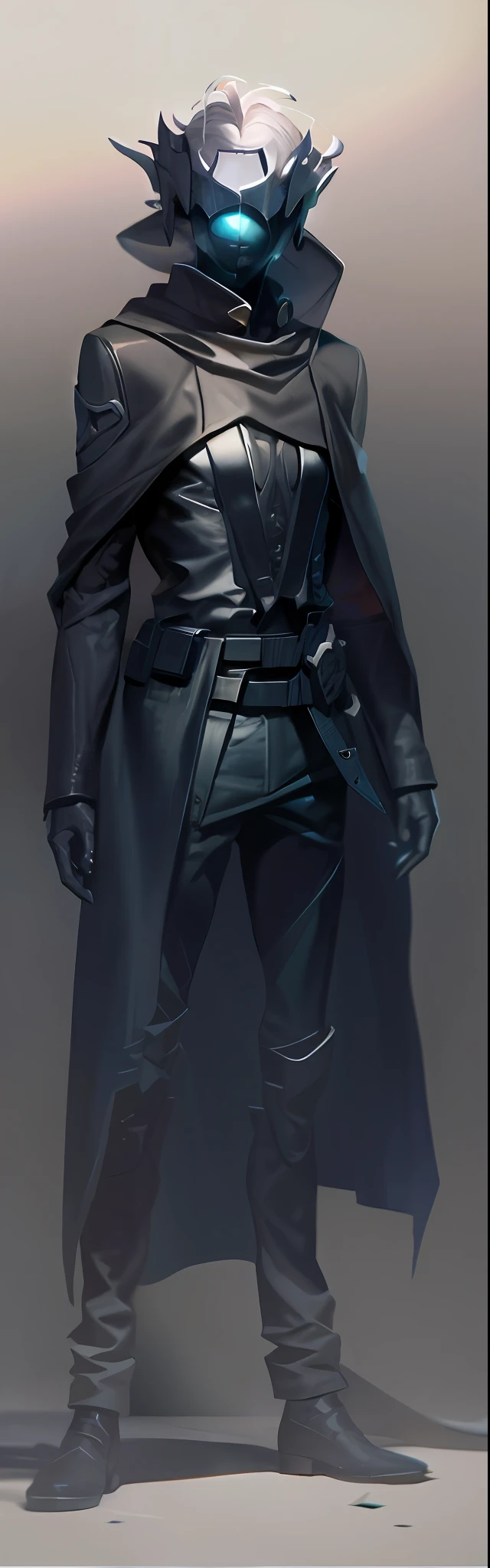 arafed image of a man in a cloak and hat, steel inquisitor from mistborn, arte conceitual detalhada de corpo inteiro, arte conceitual sombria, Estilo de Raymond Swanland, Estilo de Charlie Bowater, dystopian sci-fi character, Retrato de personagem de corpo inteiro, Retrato de corpo inteiro do personagem, in a dark space mercenary outfit, retrato de personagem de corpo inteiro