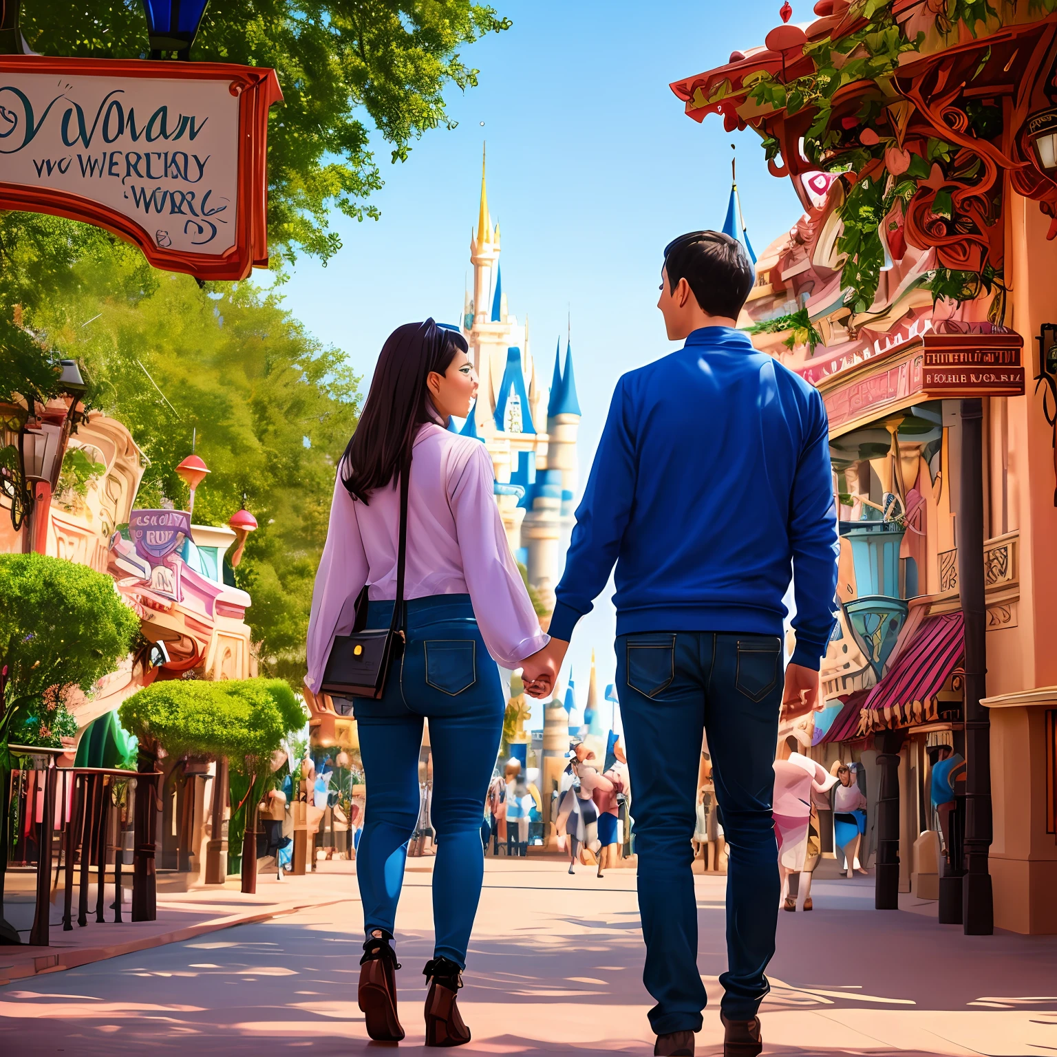/imagem woman with a Man in Disney world