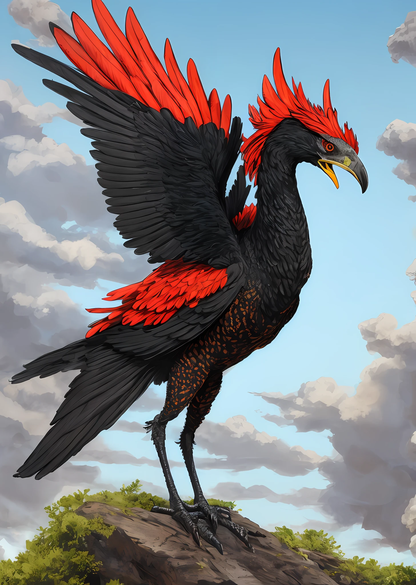 Thunder cockatrice with Black and red plumes