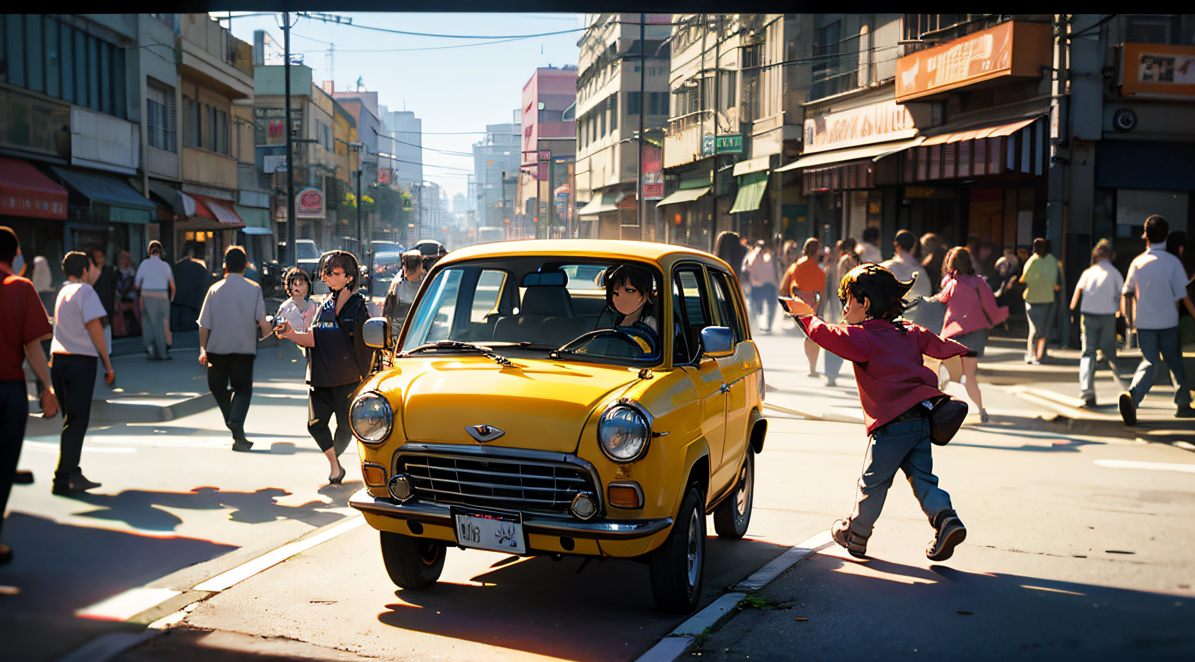 Imagens de uma cidade humilde, with people moving around and children playing --auto