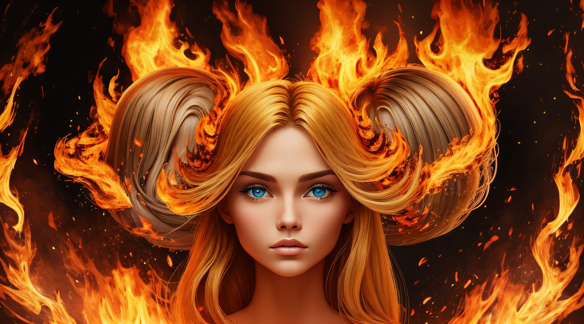 Blond-haired triplets, JAQUETAS DE COURO, [Vetor abstrato Allipcart] textura de fogo, ondas de calor, fume, Huge Fire Pattern [Arte digital 4k]