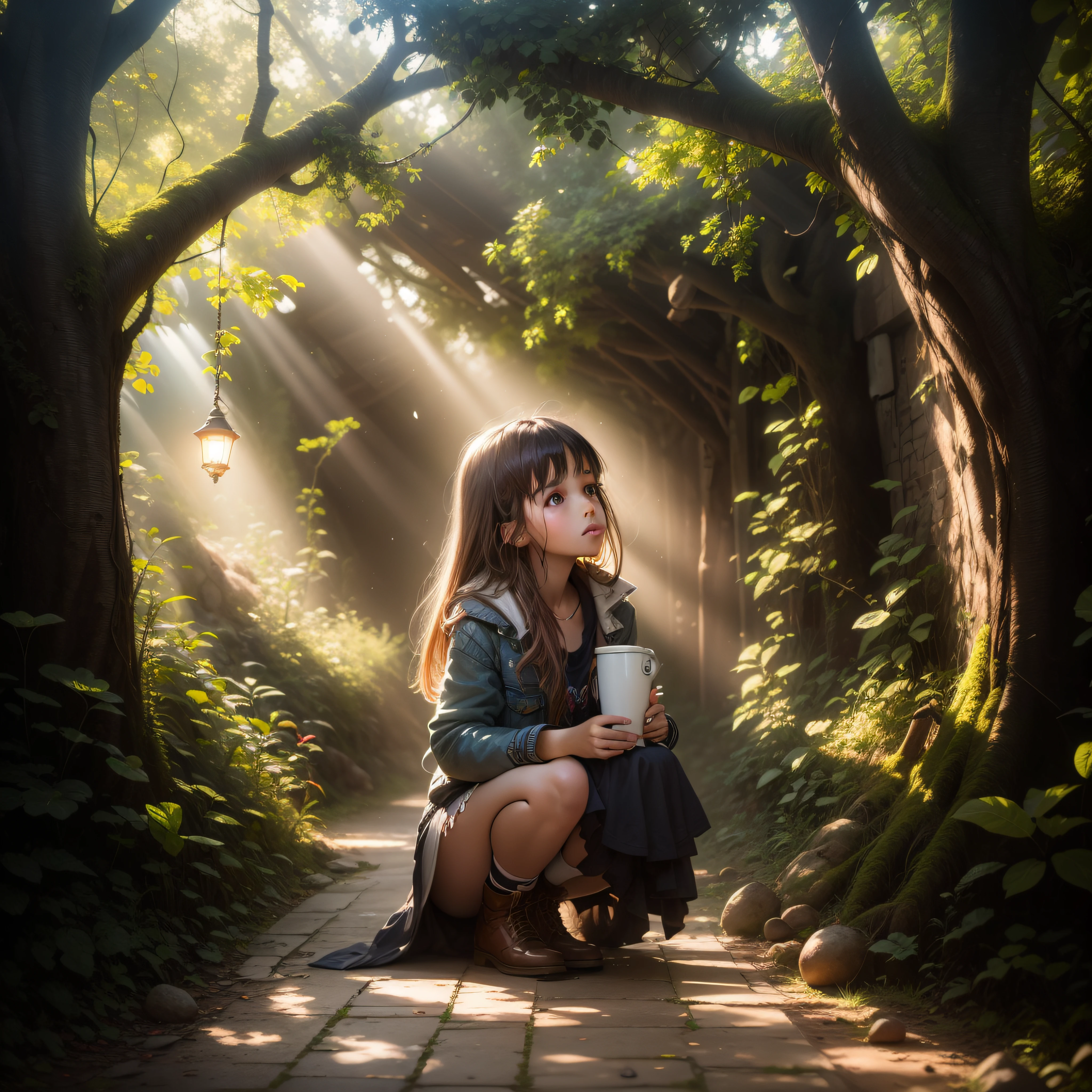 A girl under a ray of light in the darkness, ultra hd photography, ultra realistis --auto