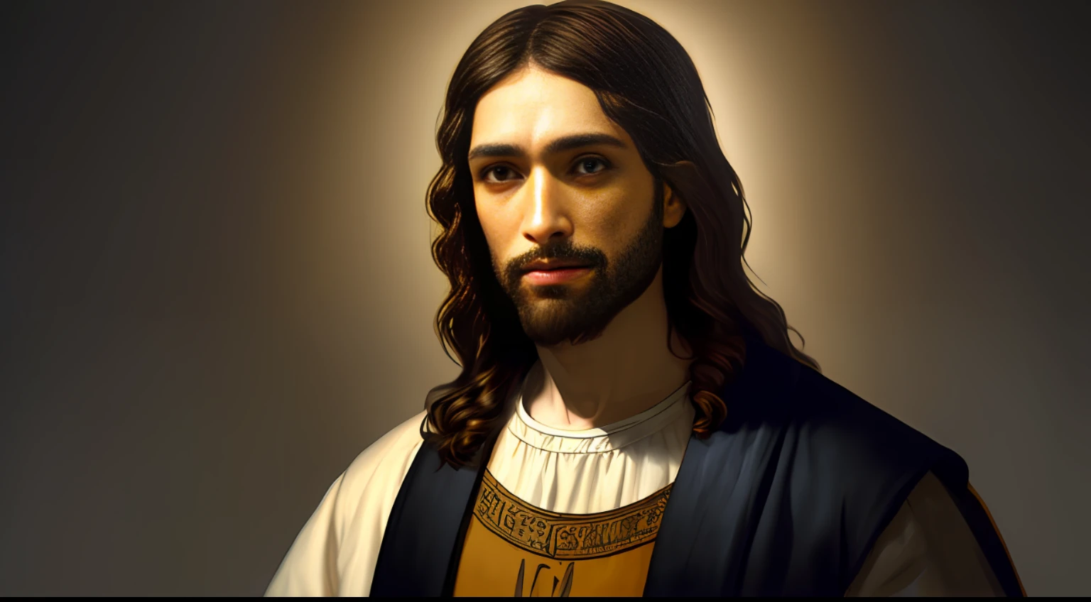 high quality oil painting portrait of Jesus by Rembrandt and Raymond Swanland, volumetric and perfect lighting, 4k, 8k, HD