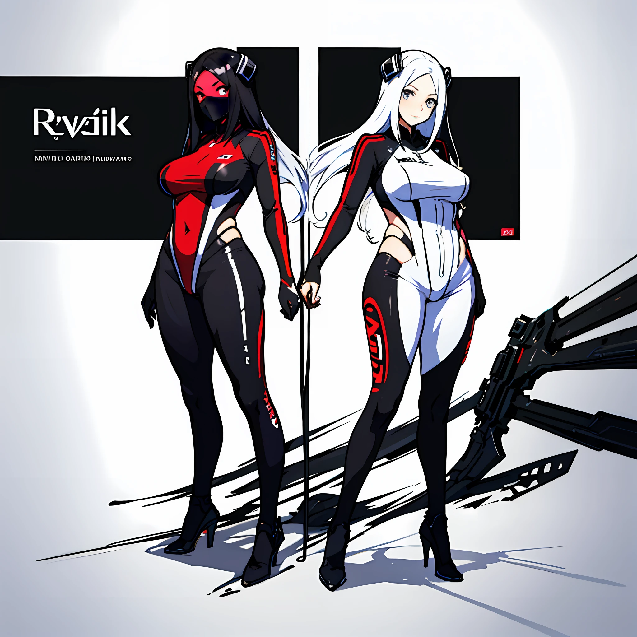 simplebackground,white backdrop,Character setting drawings,Full body standing painting,Red racing suit,Racing girl,Tall and plump