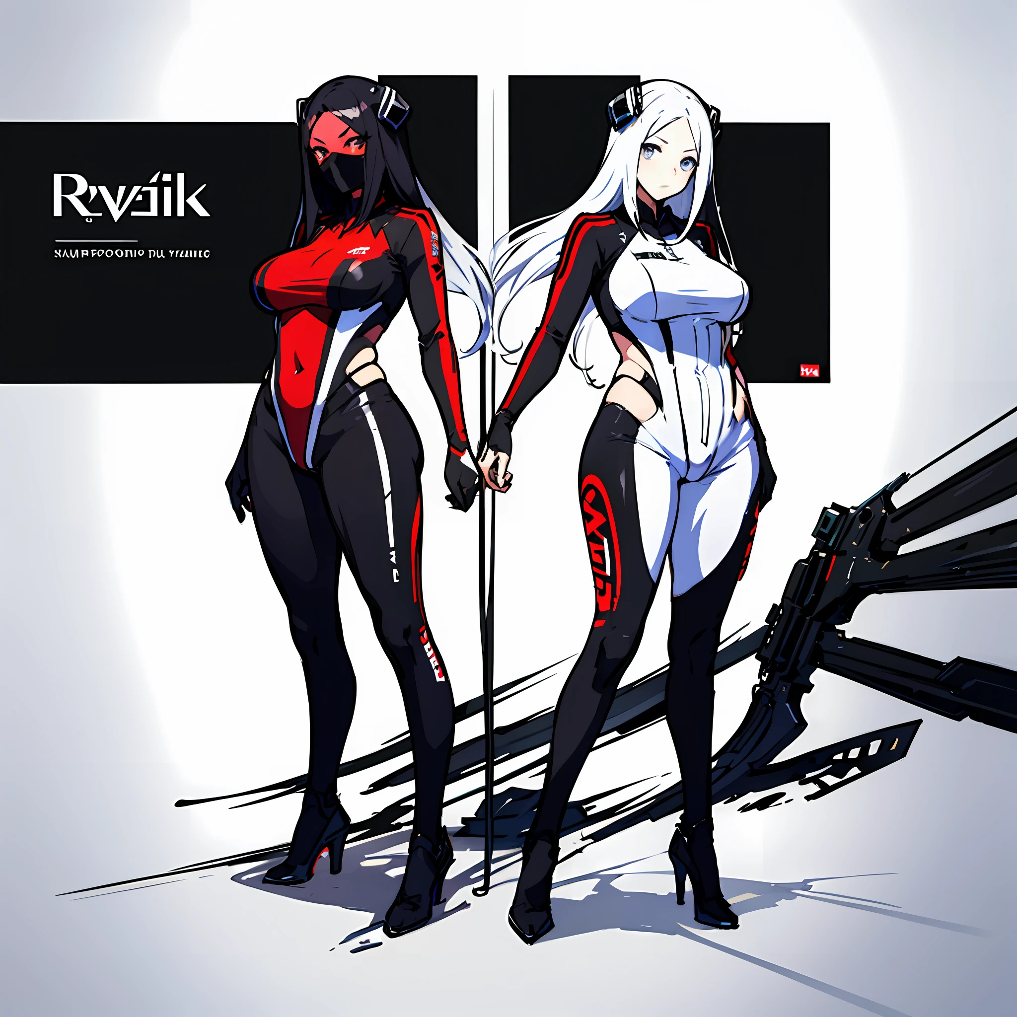 simplebackground,white backdrop,Character setting drawings,Full body standing painting,Red racing suit,Racing girl,Tall and plump,Sharp eyes