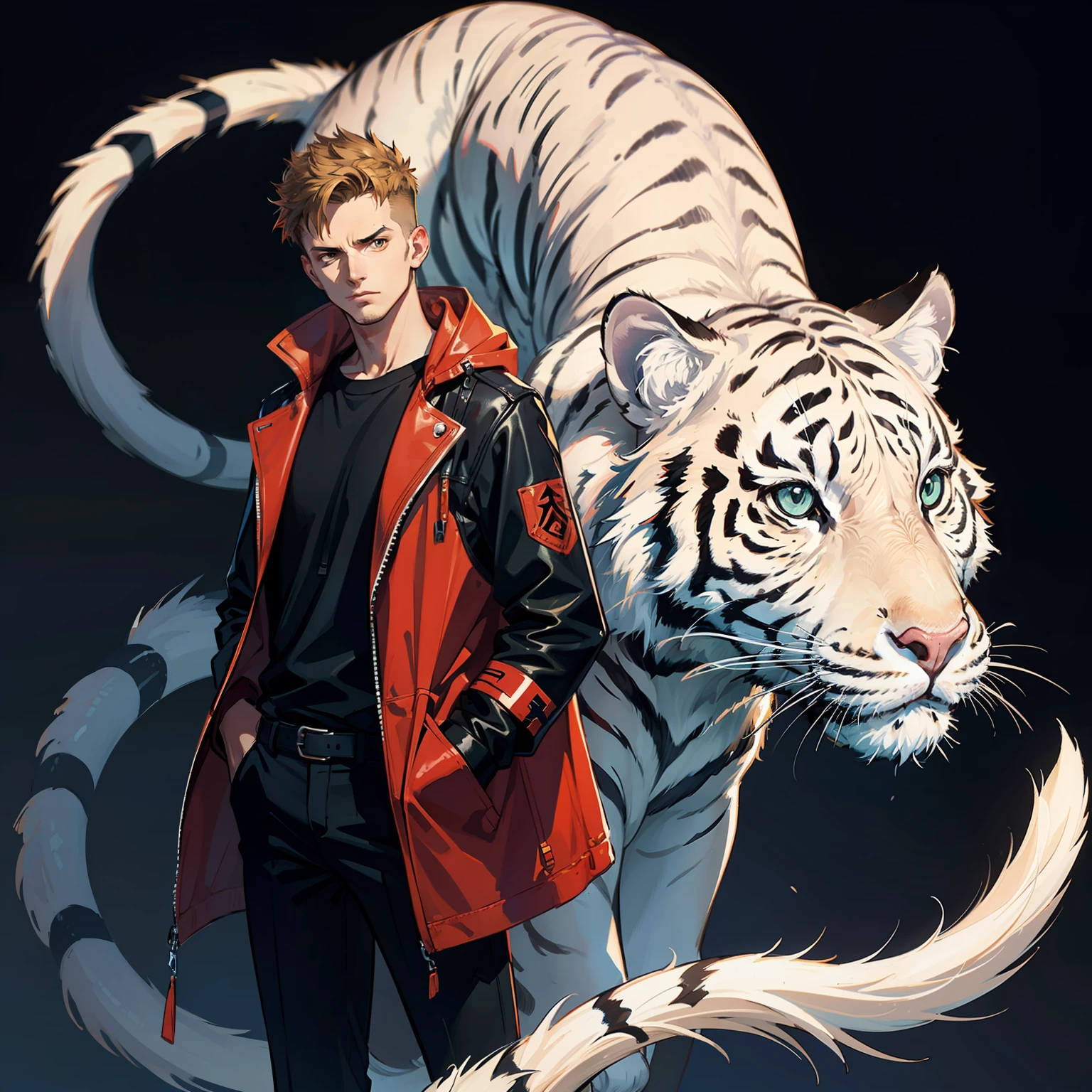 (style by artist Andrew Jones),white tiger,