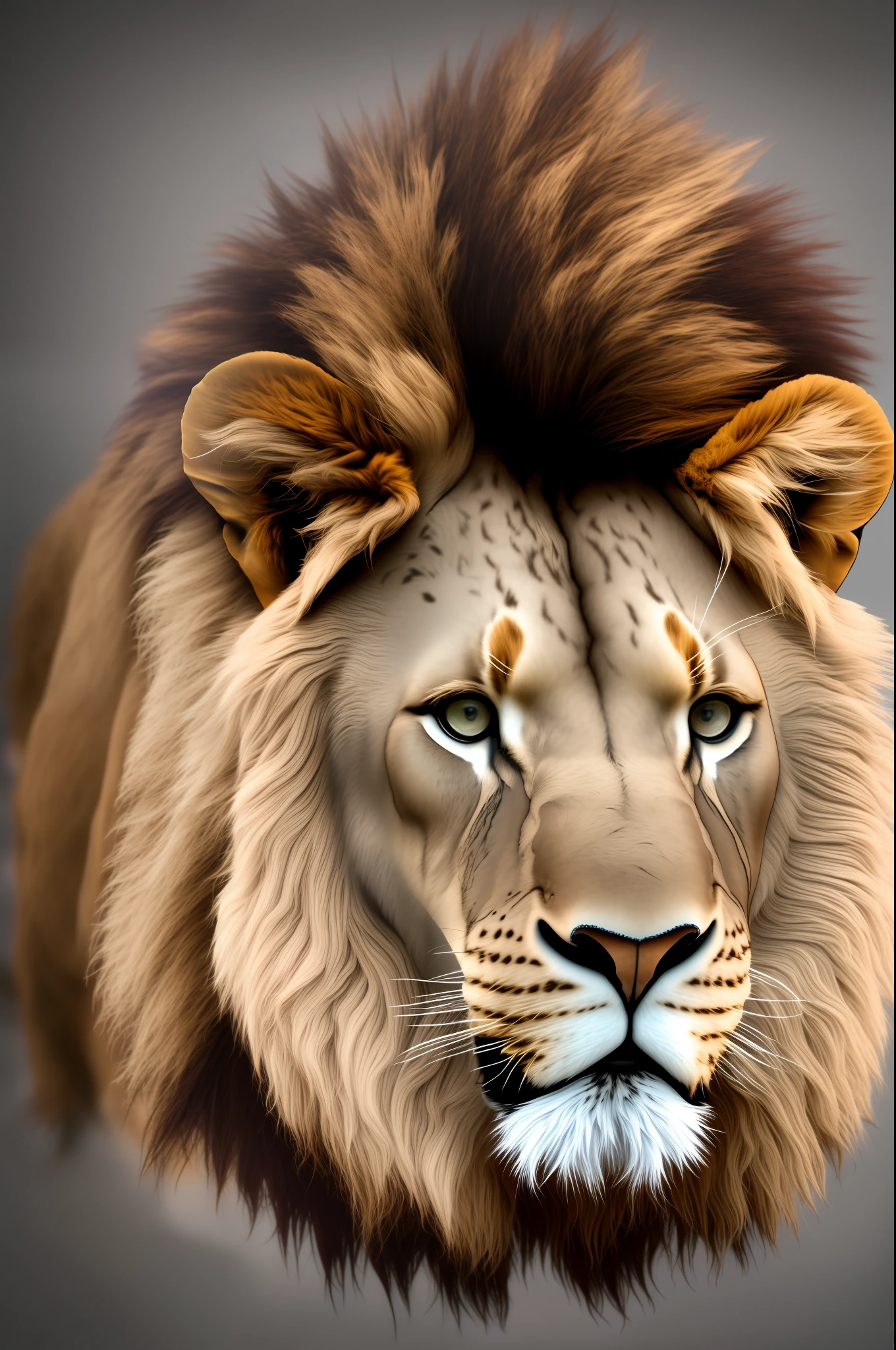 Lion, azul, vermelho e branco. 3d, 4k