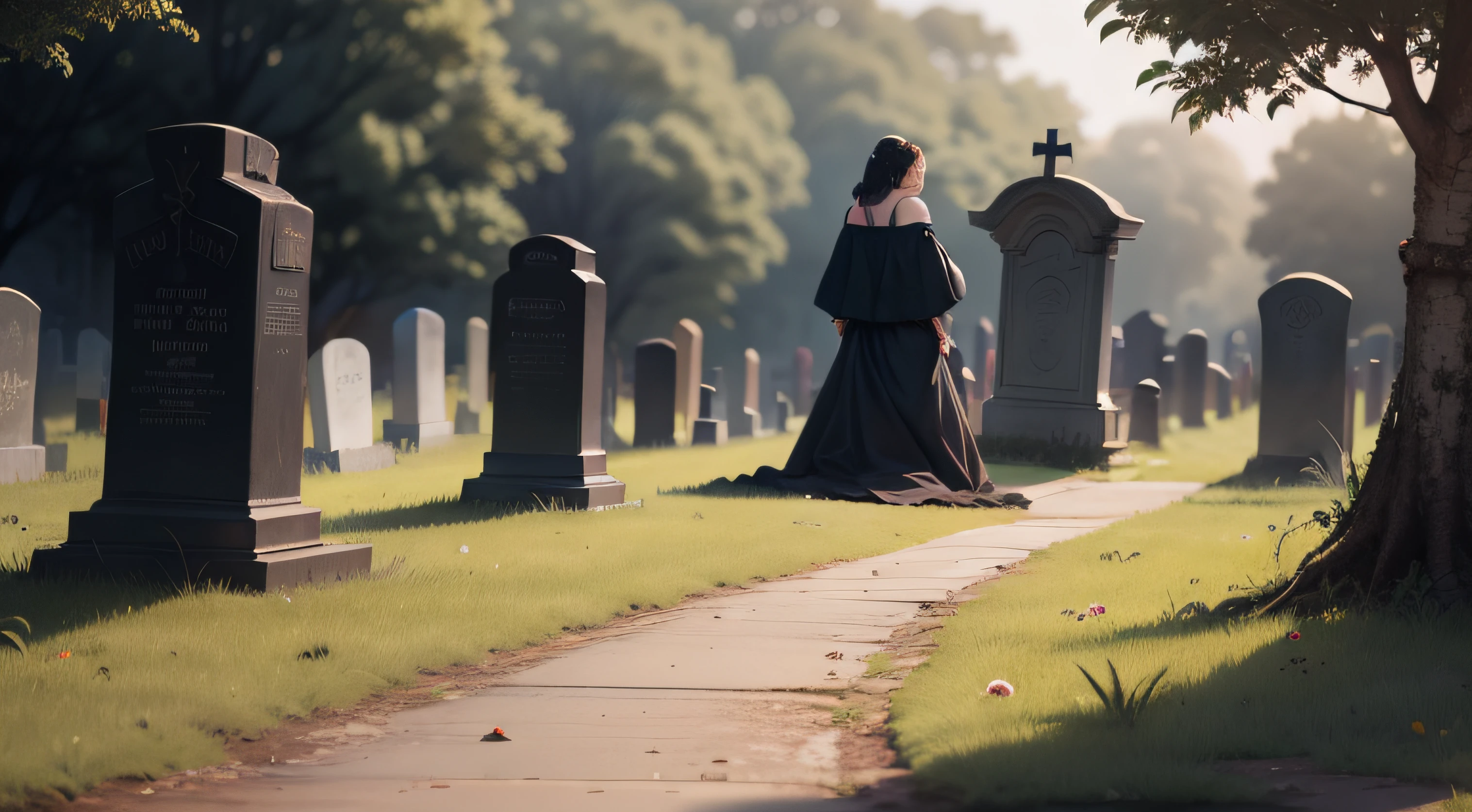 mulher de preto, luto, graveyard, vestido preto, triste