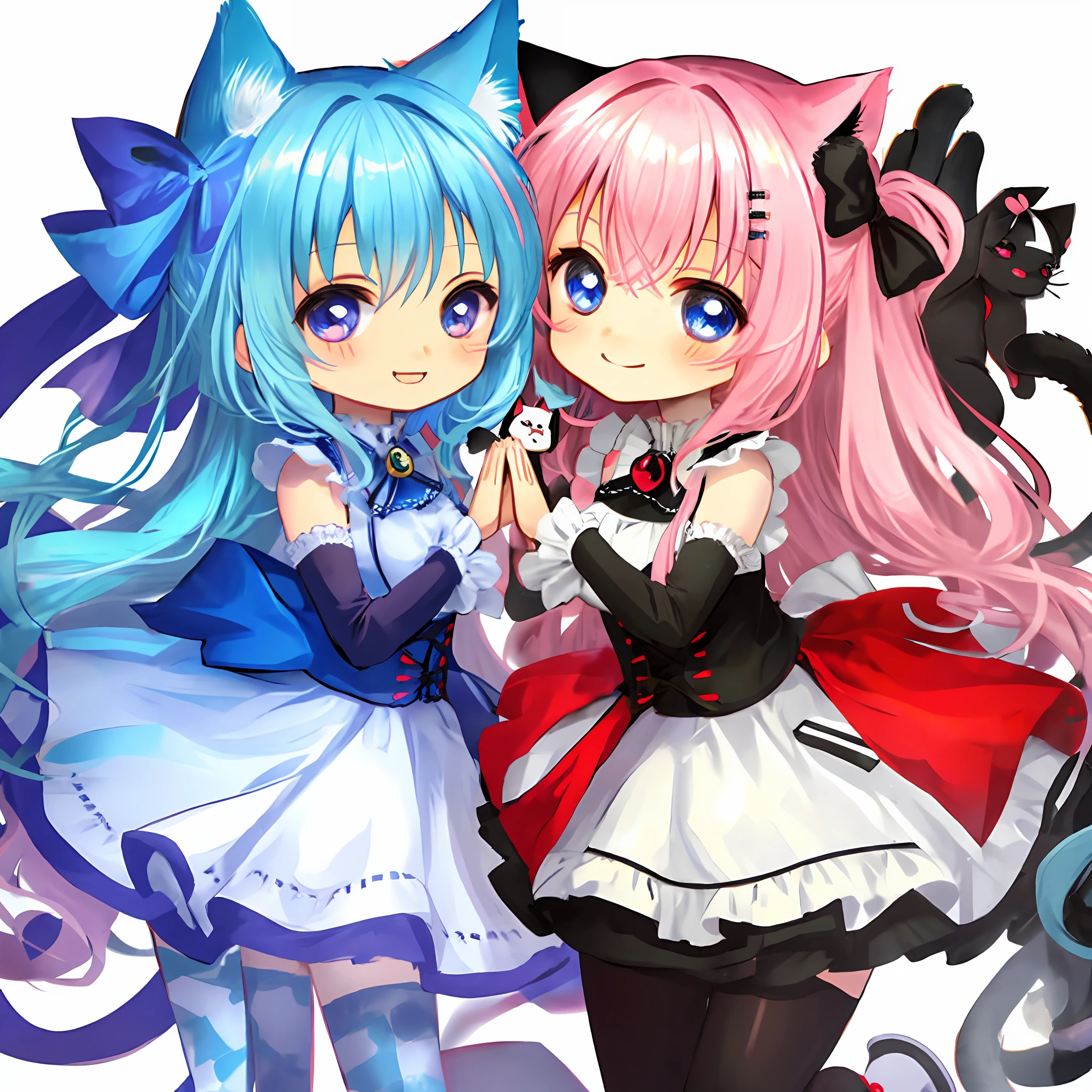 [(White background:1.4)::5]、(Chibi:1.3)、1人、a smile、cat ear