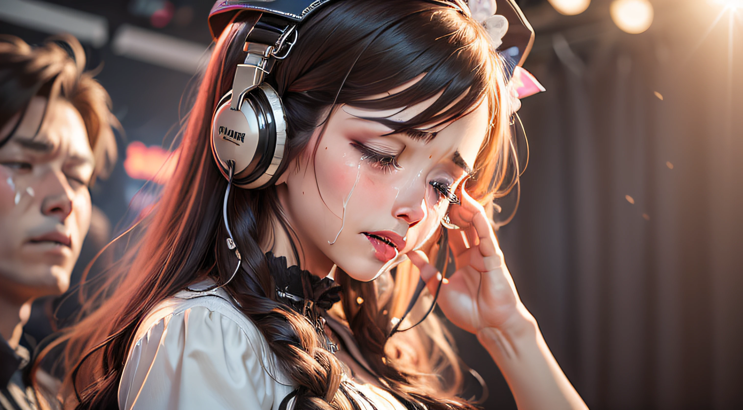 singer crying before entering the music stage, show musical