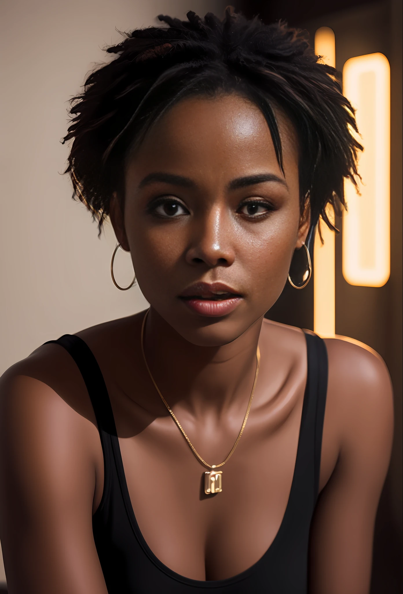 a black woman photorealistic, photography, masterpiece, realistic, realism, photorealism, high contrast, photorealistic Artstation 8k HD digital art trend of high definition and detailed realistic skin texture, ultra detail, realistic skin texture, armature, best quality, ultra high definition, (photorealistic:1.4),, high resolution, detail, raw photo, Re sharp, by Lee Jefferies Nikon D850 Film Stock Photo 4 Kodak Portra 400 Camera F1.6 Lens Rich Color Ultra Real Realistic Realistic Textures Dramatic Lighting Unreal Engine Trending at Art Station Cinestill 800,