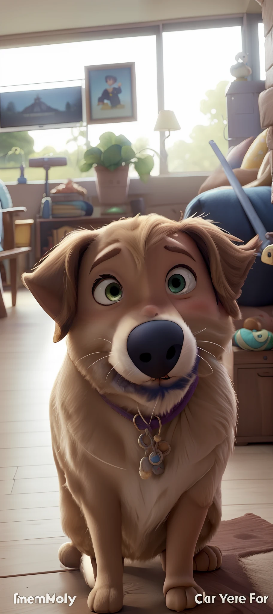 Crie um personagem em estilo pixar usando a foto como base que seja fofo e infantil