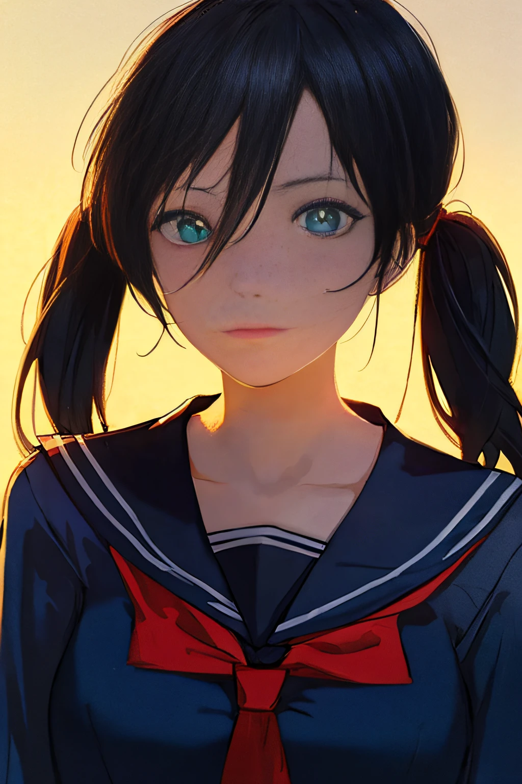 (masterpiece), (best illustration), 1girl, solo, long hair, twin tails, sailor fuku, upper body, medium breasts, depth of field, solo, extreme light and shadow, masterpiece, rich in detail, (fine features), (highest quality), (masterpiece), (detailed eyes), (beautiful) detailed, beautiful detailed eyes, upper body, (close up), (extremely detailed digital art wallpaper),(masterpiece), (best quality), (ultra-detailed), (best illustration),(best shadow),perfect lighting , perfect anatomy , vivid colors