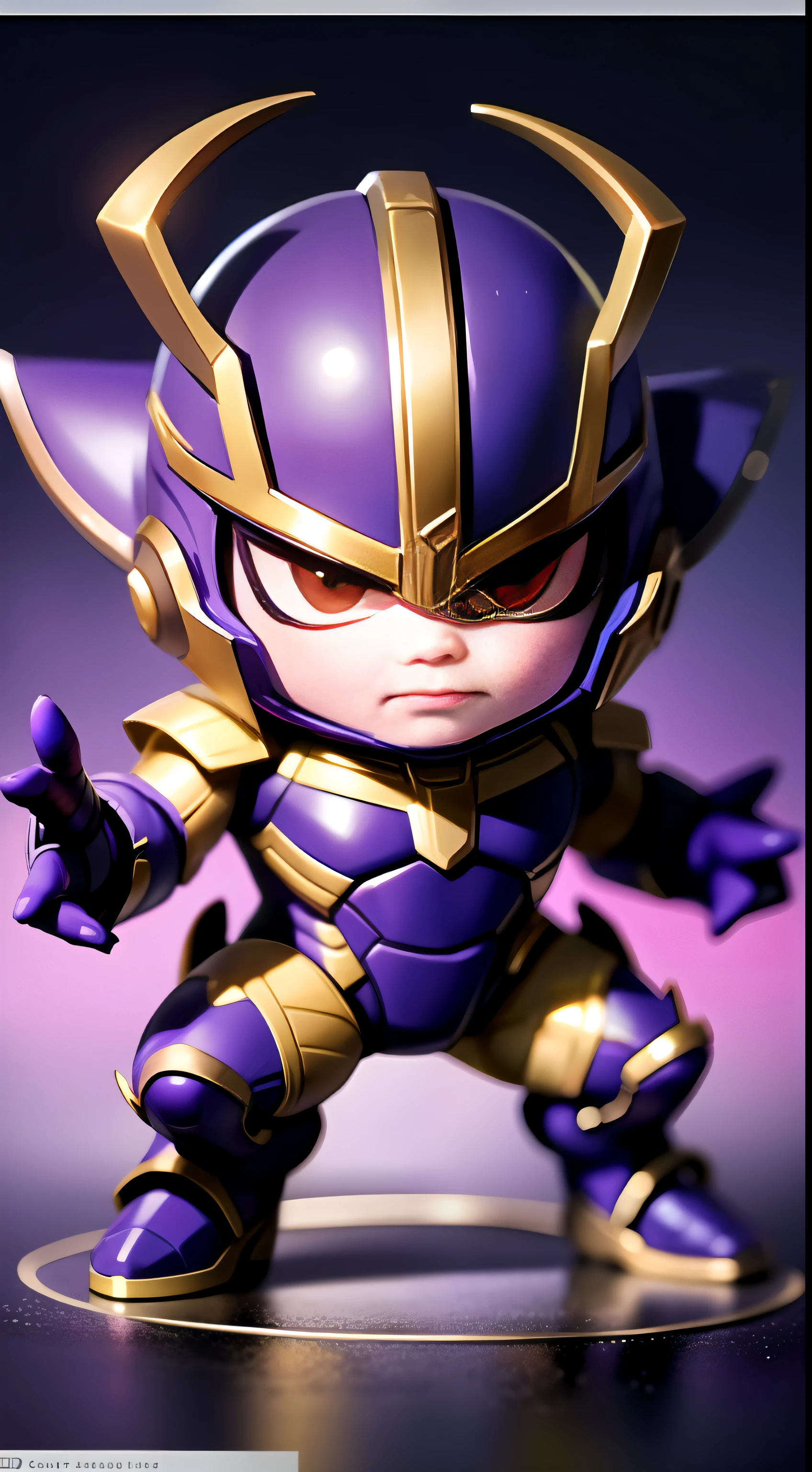 Best quality, ultra-detailed, extremely realistic 4D depiction, chibi Thanos full costume in an angered pose with incredible attention to detail. Set against a dynamic 4k  background of your choice. --q 99 --hd --testp