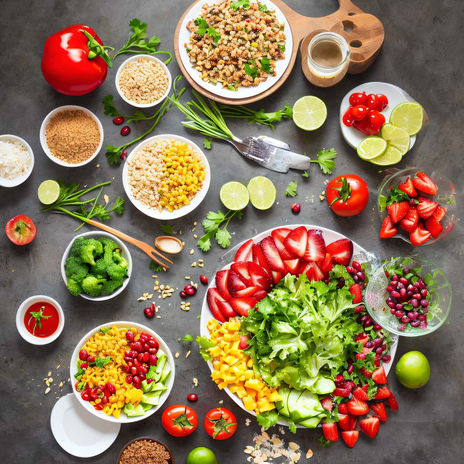 photo of healthy foods, ultrarrealistas, essa foto precisa ser somente dos insumos espalhados na mesa , 4k --auto