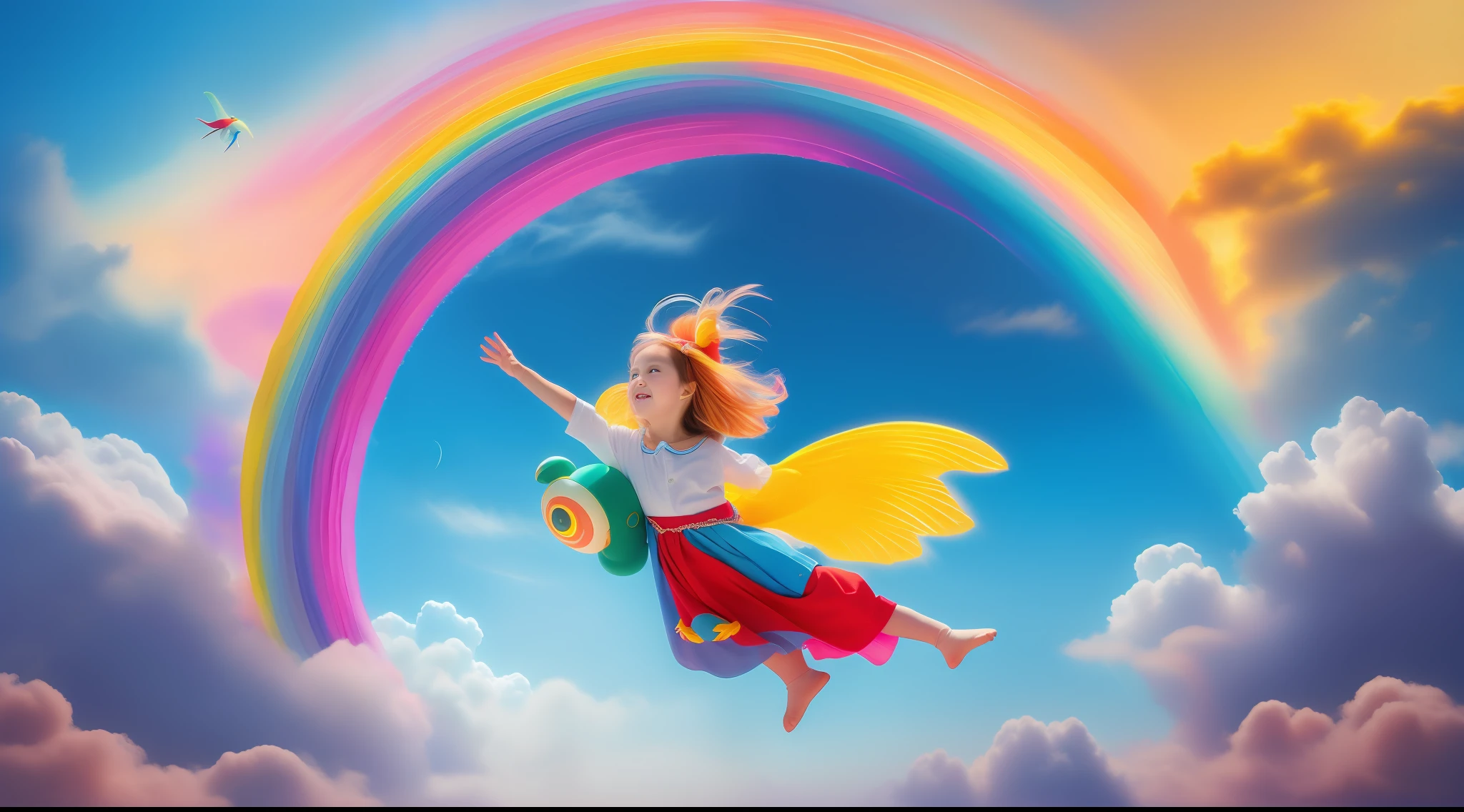 A young child's imagination takes flight, conjuring a vivid and fantastical world of boundless creativity. In their mind's eye, vibrant colors paint the sky, whimsical creatures dance among clouds, and magical landscapes stretch as far as the eye can see. With each thought, their imagination builds an extraordinary realm, filled with endless possibilities and wonder. In this captivating scene, the child's imagination becomes a portal to a world where dreams and reality seamlessly intertwine, inviting others to join them on a journey of limitless exploration and joyful discovery.
