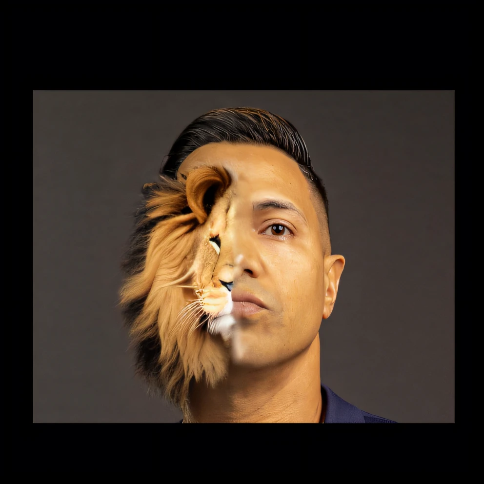Fit half of the lion's face to the half of the profile face