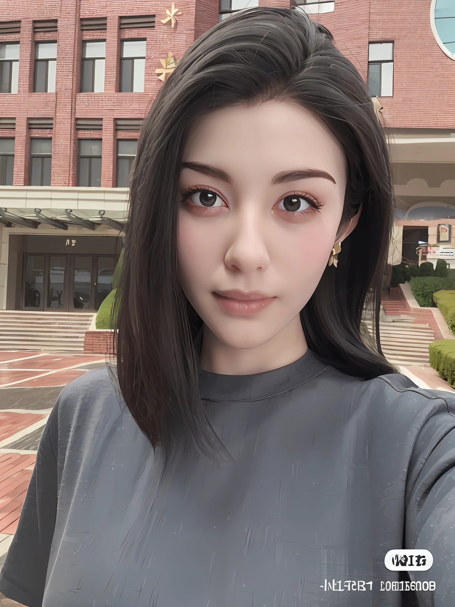Beauty with long hair and gray shirt, 4K，selfie photo, realisticlying，Disney Princess series style