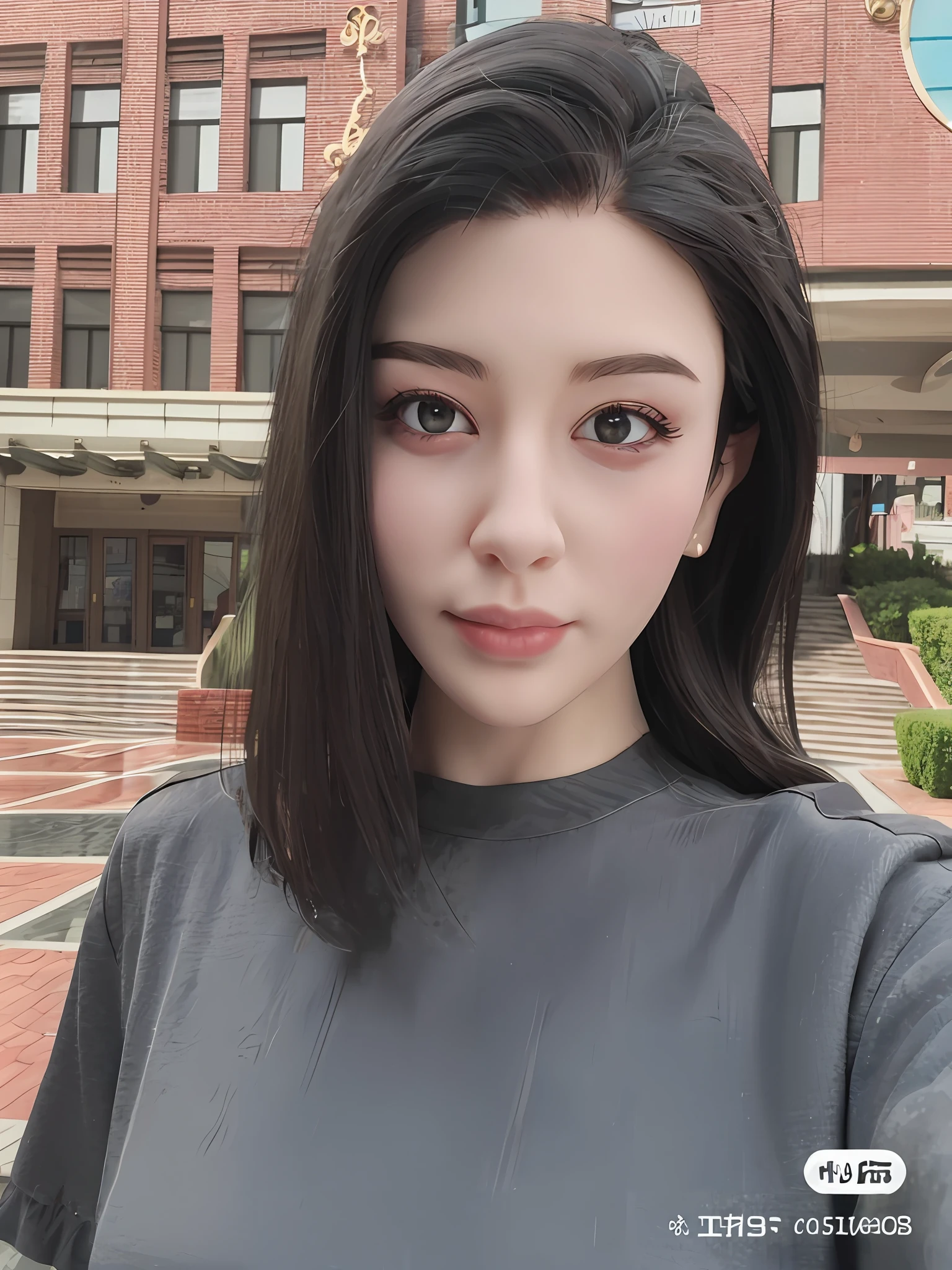 Beauty with long hair and gray shirt, 4K，selfie photo, realisticlying，Disney Princess series style