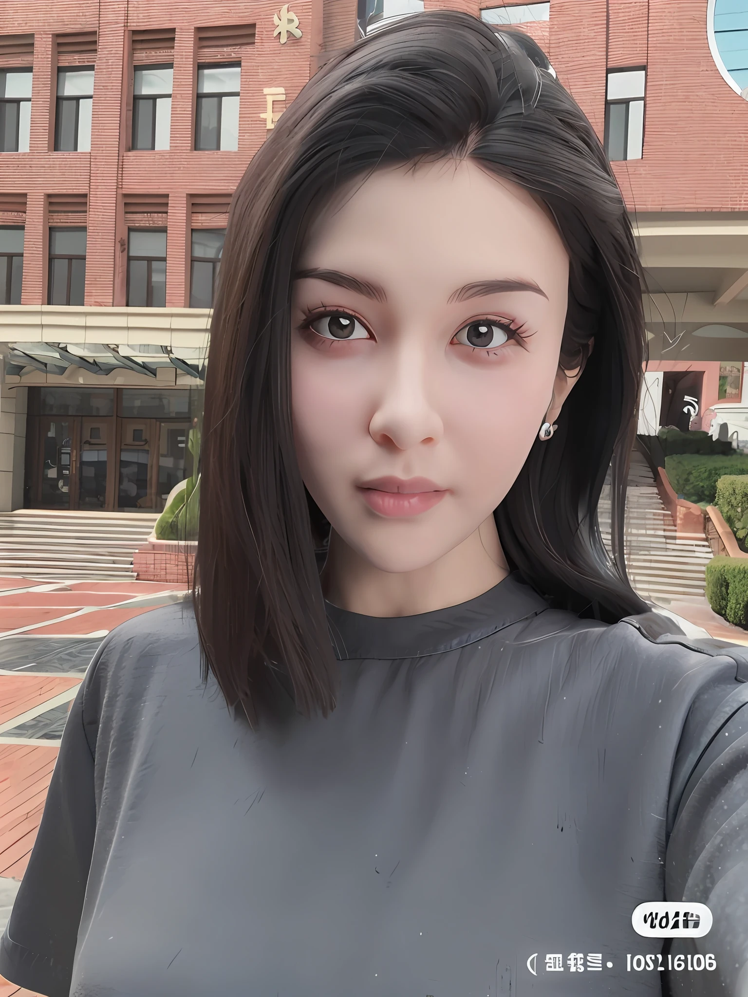 Beauty with long hair and gray shirt, 4K,selfie photo, realisticlying,Disney Princess series style