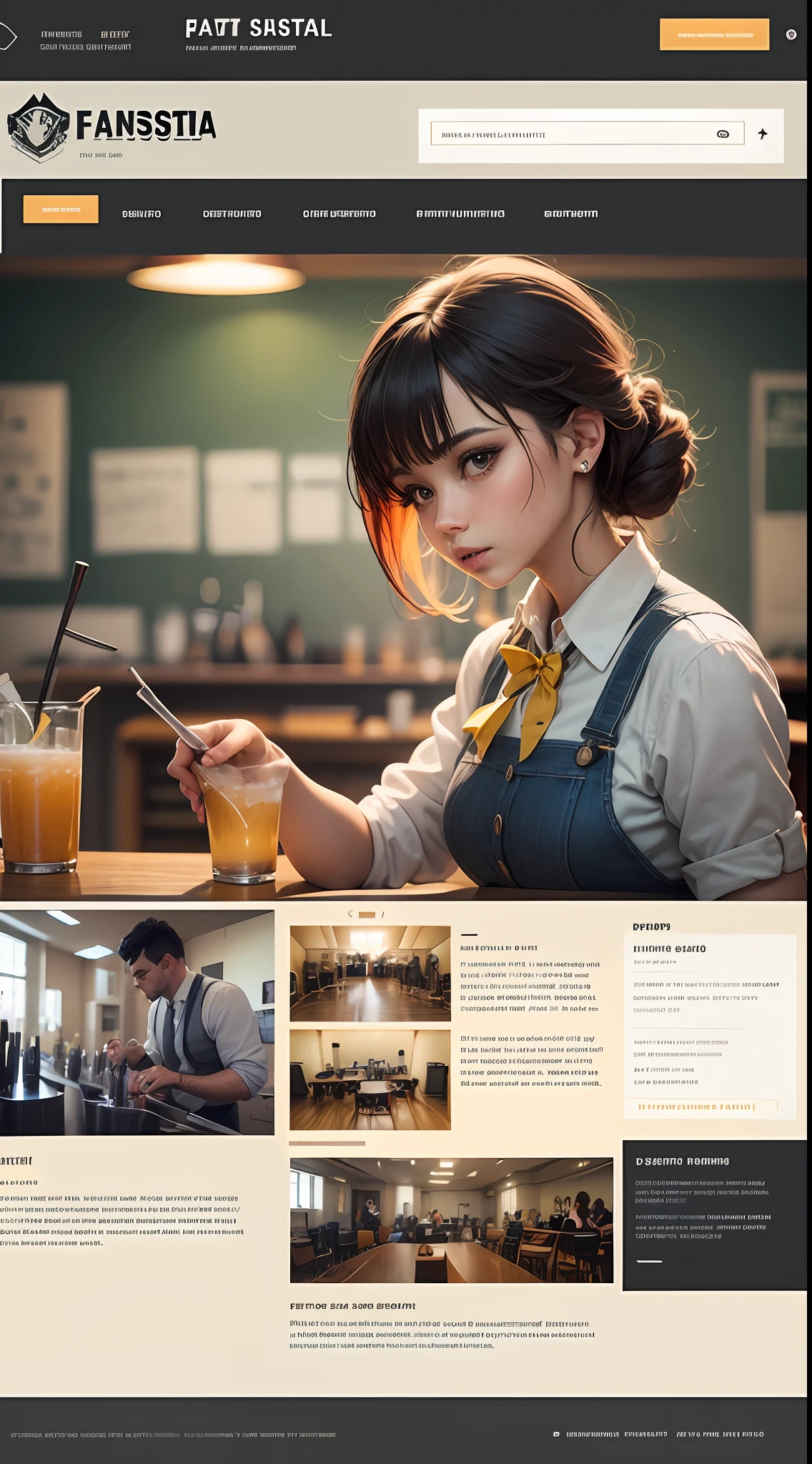 website about school that teaches bartending in different genres platform, fantasia, paleta de cores amarelo-branco, landing page, UX, UI, Desenho Web, Behance --auto