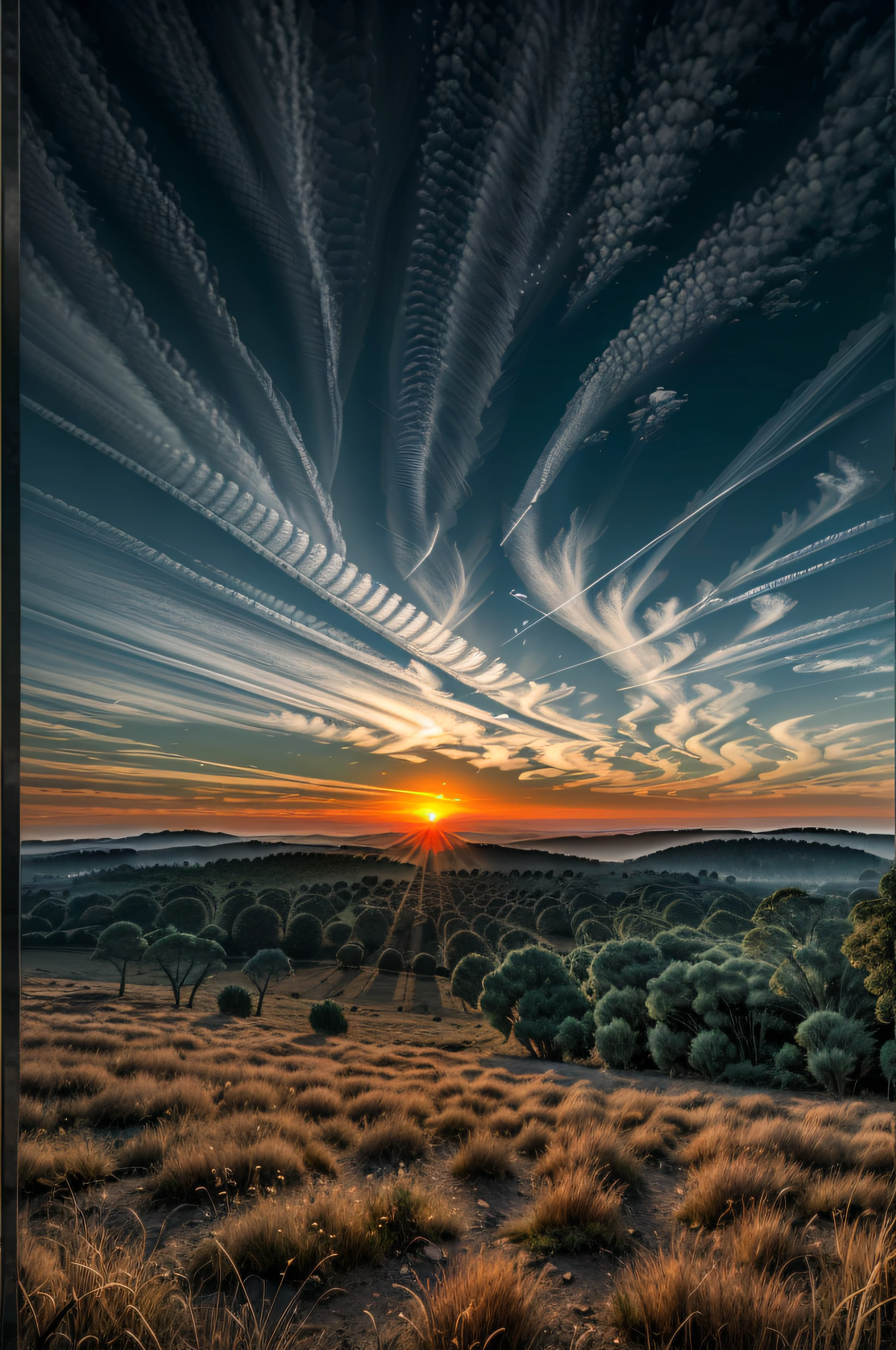 highres, imagination, (realistic), clear skies, composition, sunset, (hdr:1.5), outdoors, intricate details,