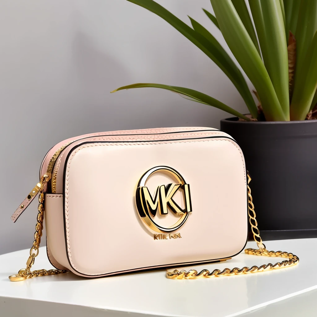 Bolsa transversal jet set logo pequena Michal Kors cor vanilla.