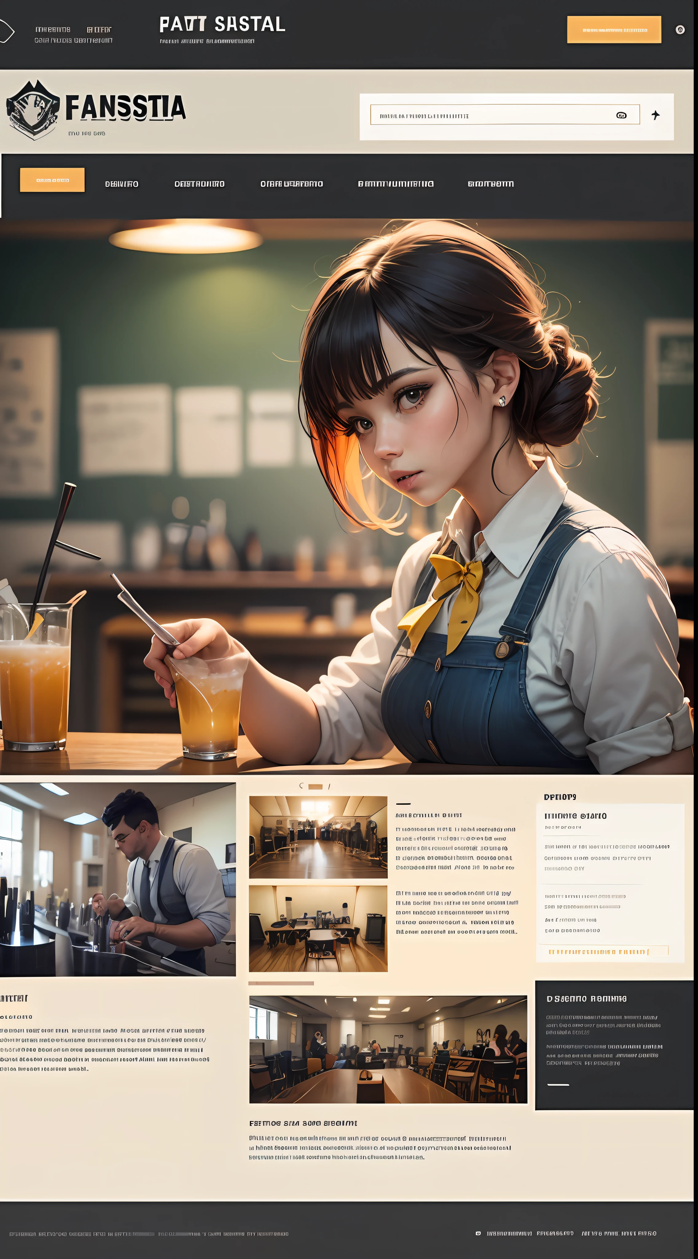 website about school that teaches bartending in different genres platform, fantasia, paleta de cores amarelo-branco, landing page, UX, UI, Desenho Web, Behance --auto
