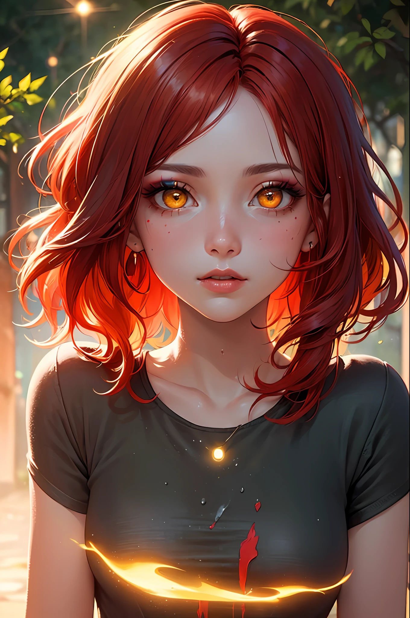 (Masterpiece:1.2), best quality, (illustration:1.2), (ultra-detailed),Eye focus,(Masterfully crafted Glow, pink lens flare), (Cinematic background), hyper details,(delicate detailed), (intricate details), octane render, hdr, (hyperdetailed:1.15), (((colourful))),(soft light:1.2), 1girl, beautiful girl, ultra detailed eyes, mature, plump, thick, rainbow painting drops, paint teardrops, woman made up from paint, entirely paint, splat, splash, (outside), (bioluminescent hair:1.1),(glowing eyes), ((makeup)),(Cinematic masterpiece), fierce, powerful, splashes of colour absolutely eye-catching, (Cinematic headlight), ((caustic)), dynamic angle, beautiful detailed glow, ambient occlusion, ambient light, raytraced reflections,(best illumination, an extremely delicate and beautiful), ((cinematic light)), (soft:2), (whimsical:2) , intricate background, vibrant, dreamscape, lynx ears , lynx girl, (nynx), inside forest, trees, full body, (Lush vegetation:1.5), (golden eyes:1.3), Phoenix dress, black dress, (platinum blonde hair:1.3), (red hair glow:2)