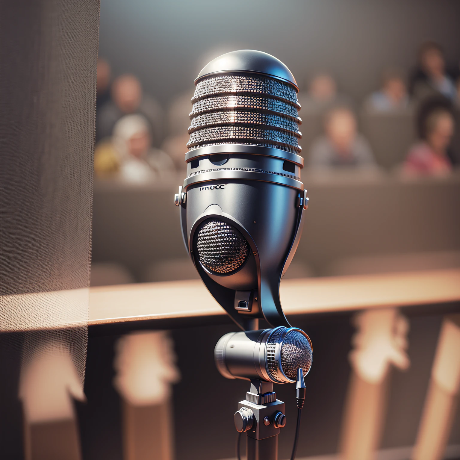 logomarca, studio microphone, Background with audience, estilo The Voice --auto