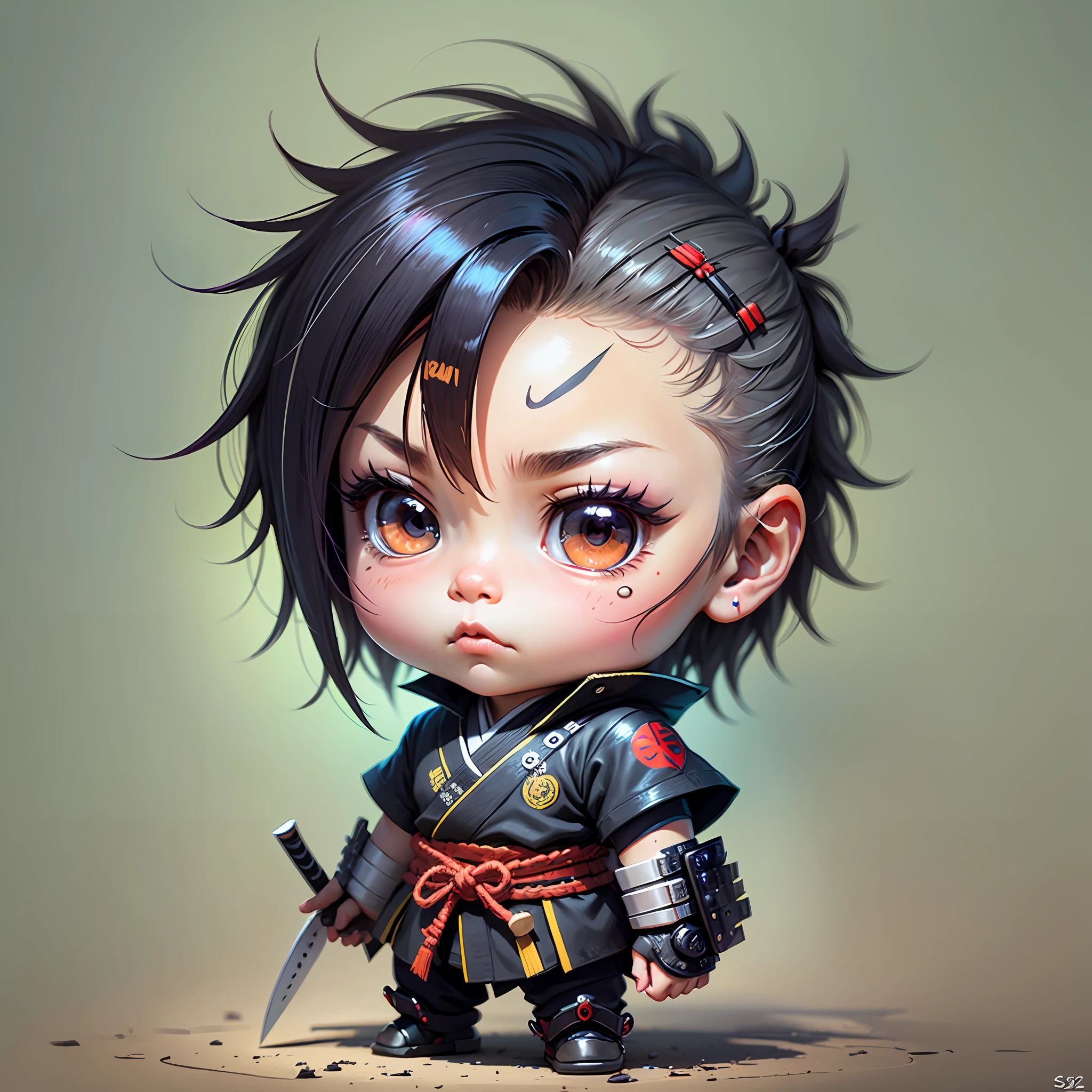 cyberpunk samurai chibi, cartoon --auto --s2