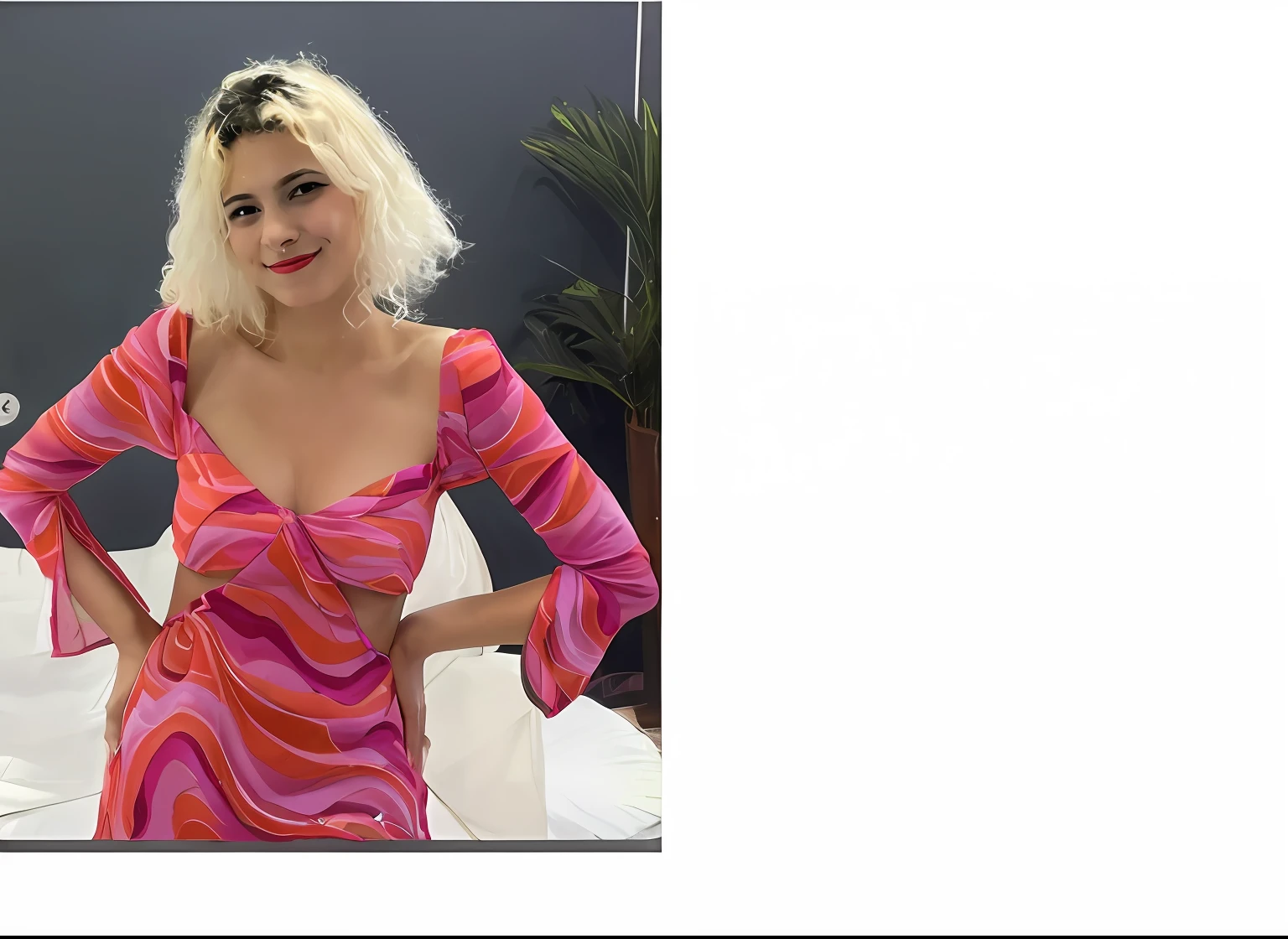 Mulher loira em um vestido rosa posando para uma foto, imagem vazada, vestindo vestido floral rosa, 7 0 s vibe, vestido colorido, vestido com um vestido rosa, usando um vestido rosa, Postagem no Reddit, 2 Modelo feminina de 4 anos, vestido detalhado e rosto, estilo de cor rosa e vermelho, Lorena Avarez, vibrante e estilizado, linda senhora