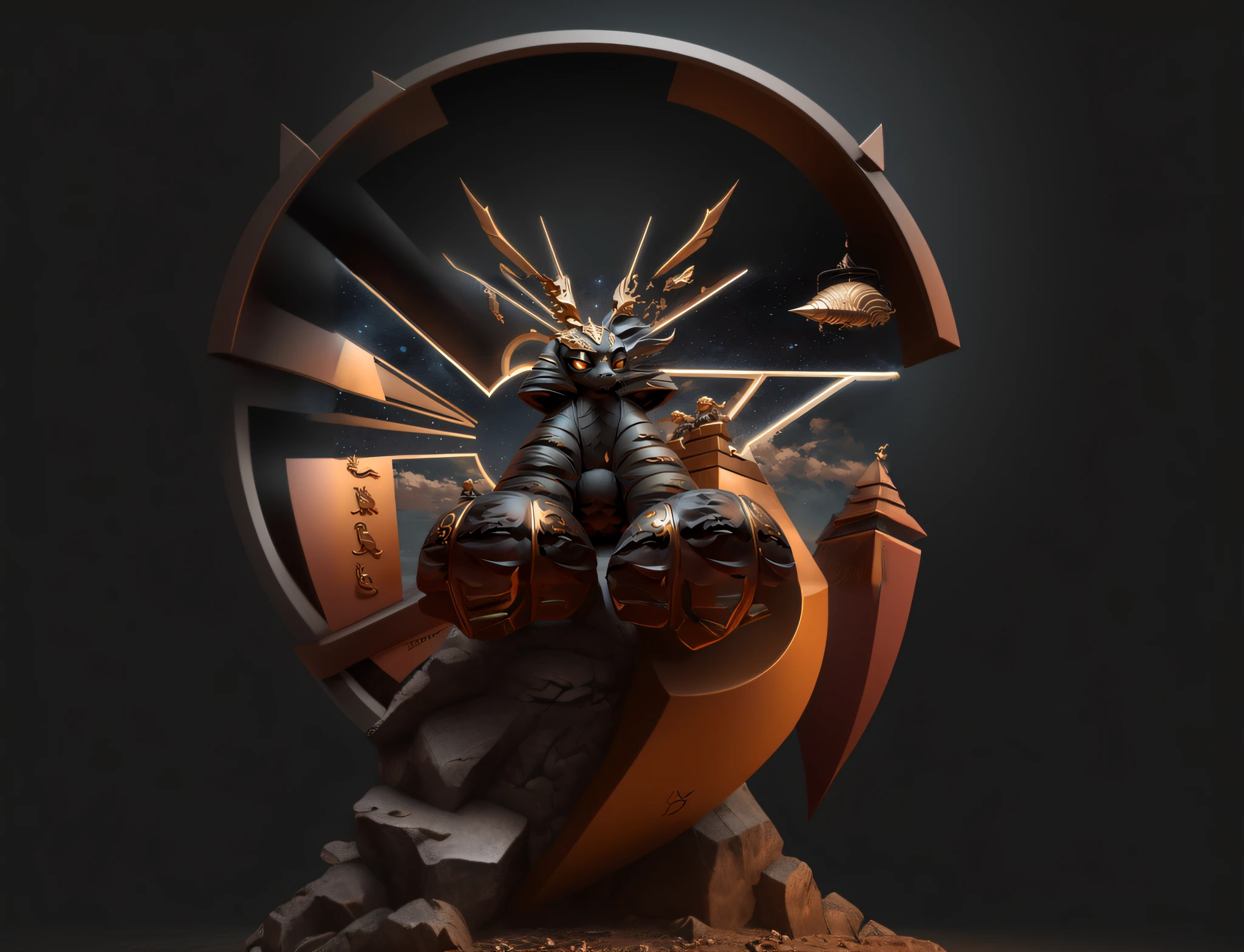 there is a statue of a giant robot sitting on a pedestal, Vencedor do concurso Artstation, Vencedor do concurso CGSetline!!, Vencedor do concurso CGSetline!!!, Vencedor do concurso Polycount, Vencedor do concurso CGSetline, arte oficial, Vencedor do Concurso Zbrush Central, Vencedor do concurso ZBRUSH, arte do bipe, Premiado na CGSetaltion, trending on artstation 4k