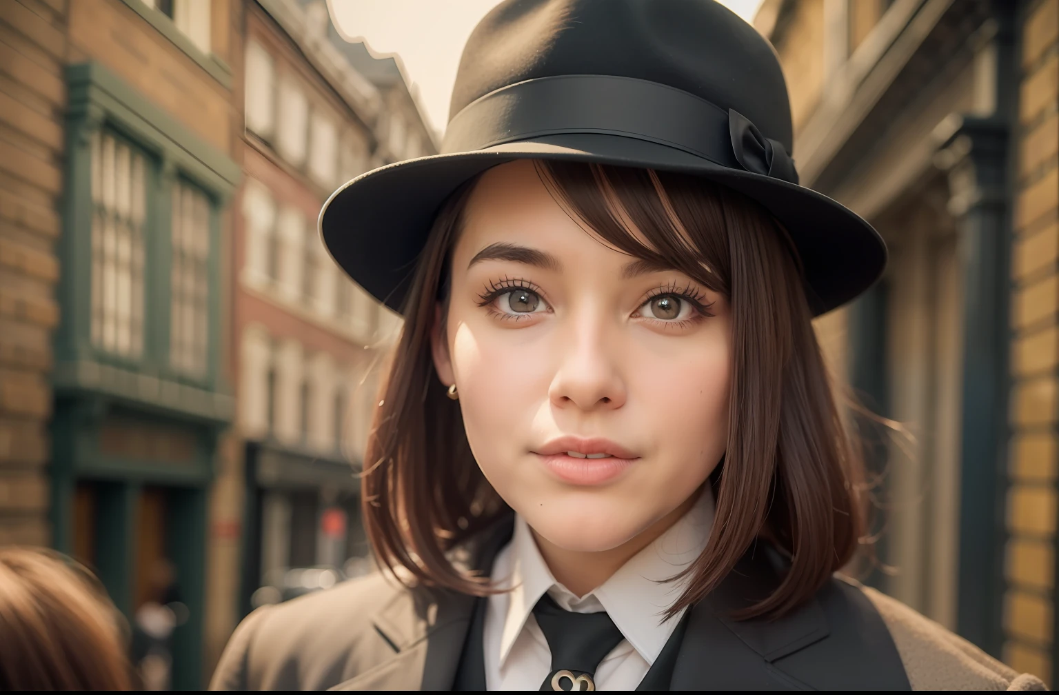 a beautiful woman dressed as a man 19century London Detective clock tower