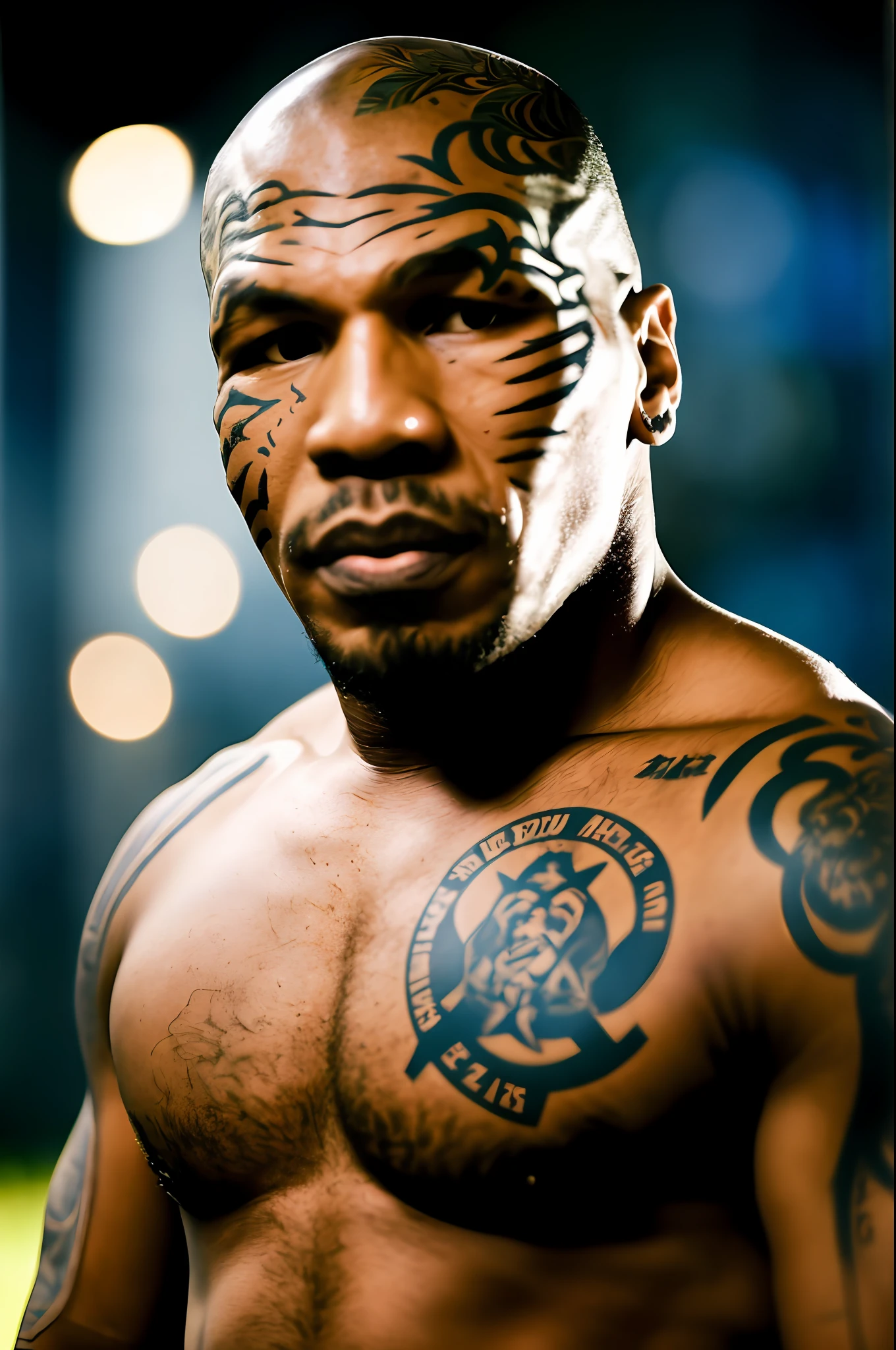 1man, solo, miketyson usar capuz azul, graves, detalhes, realista, fotografia, fundo desfocado, bokeh,