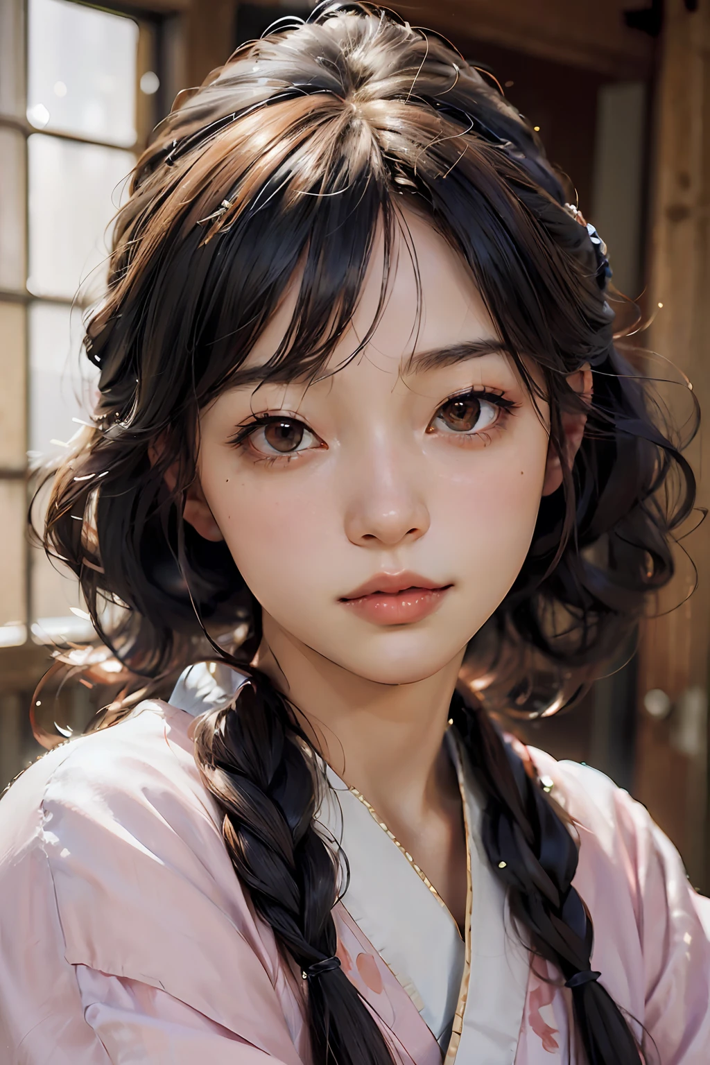 the best quality,masterpaintings,(fidelity:1.2),1 cat girl,temptress,brown hair,brown-eyed,正面,A detailed face,beatiful eyes