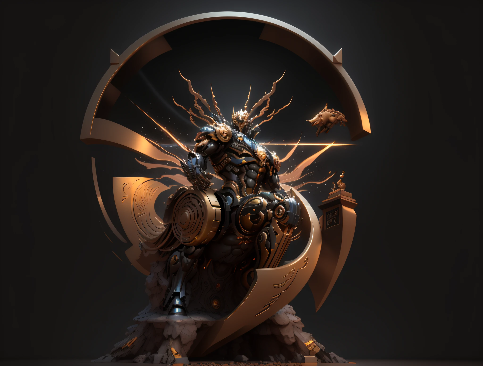there is a statue of a giant robot sitting on a pedestal, Vencedor do concurso Artstation, Vencedor do concurso CGSetline!!, Vencedor do concurso CGSetline!!!, Vencedor do concurso Polycount, Vencedor do concurso CGSetline, Arte Oficial, Vencedor do Concurso Zbrush Central, Vencedor do concurso ZBRUSH, arte do bipe, Premiado na CGSetaltion, trending on artstation 4k