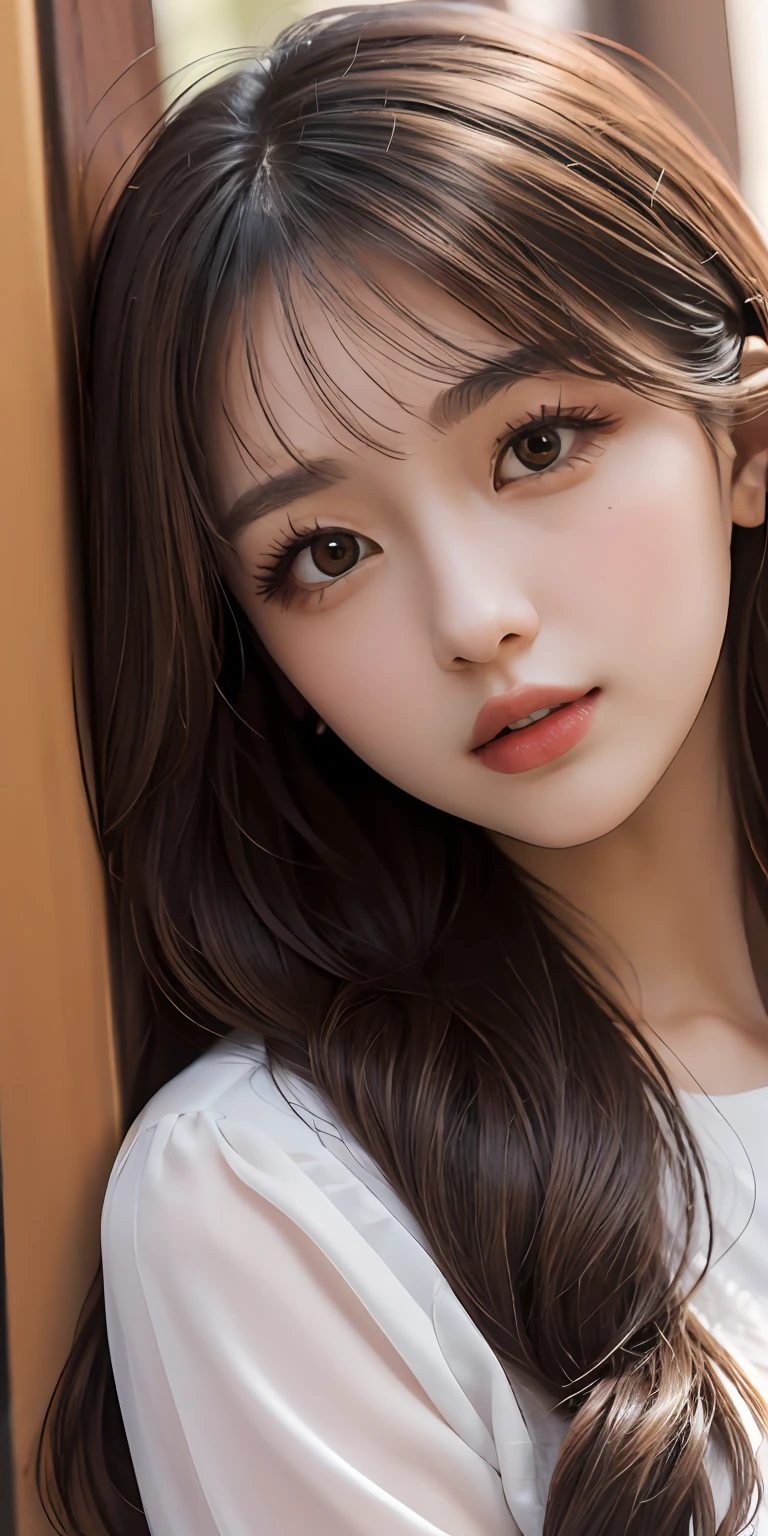 Best quality, masterpiece, (fidelity: 1.2), 1 girl, brown hair, brown eyes, front view, detailed face, beautiful eyes