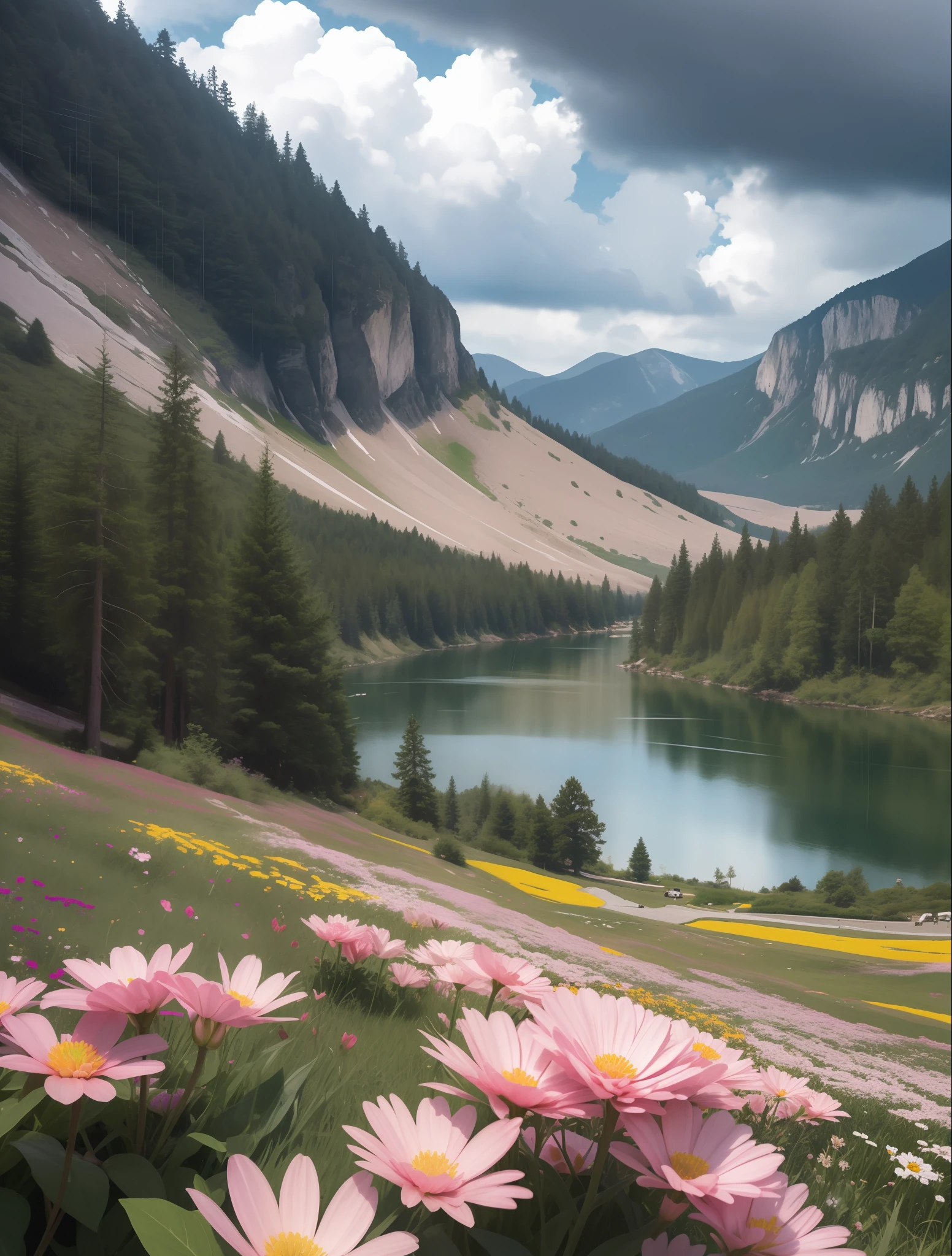 "Immerse yourself in vivid and realistic rainy landscapes, adorned with vibrant and diverse flowers, set against a picturesque lake - all in stunning HD & 4K quality."