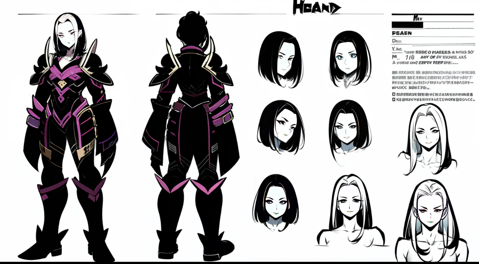 Headturn, Headturn, Character reference sheet