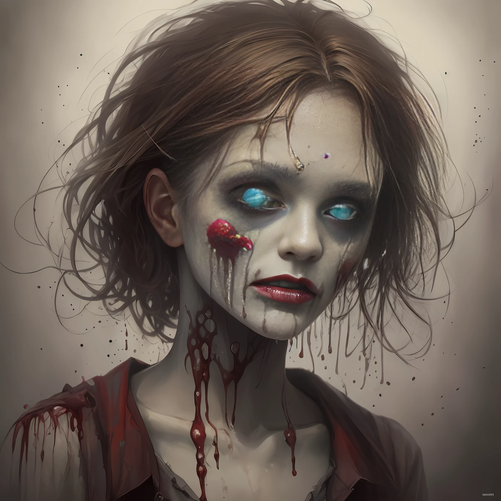 splash oil color💦 🎨🧟♀️ art, splash, zombie, scary, oil color, beauty , cute face , cute eyes , cute hand, dramatic lighting, fog, dark, jean-baptiste monge style ,ultrahigh details, diversity,8k, digital art , by shining --auto --s2