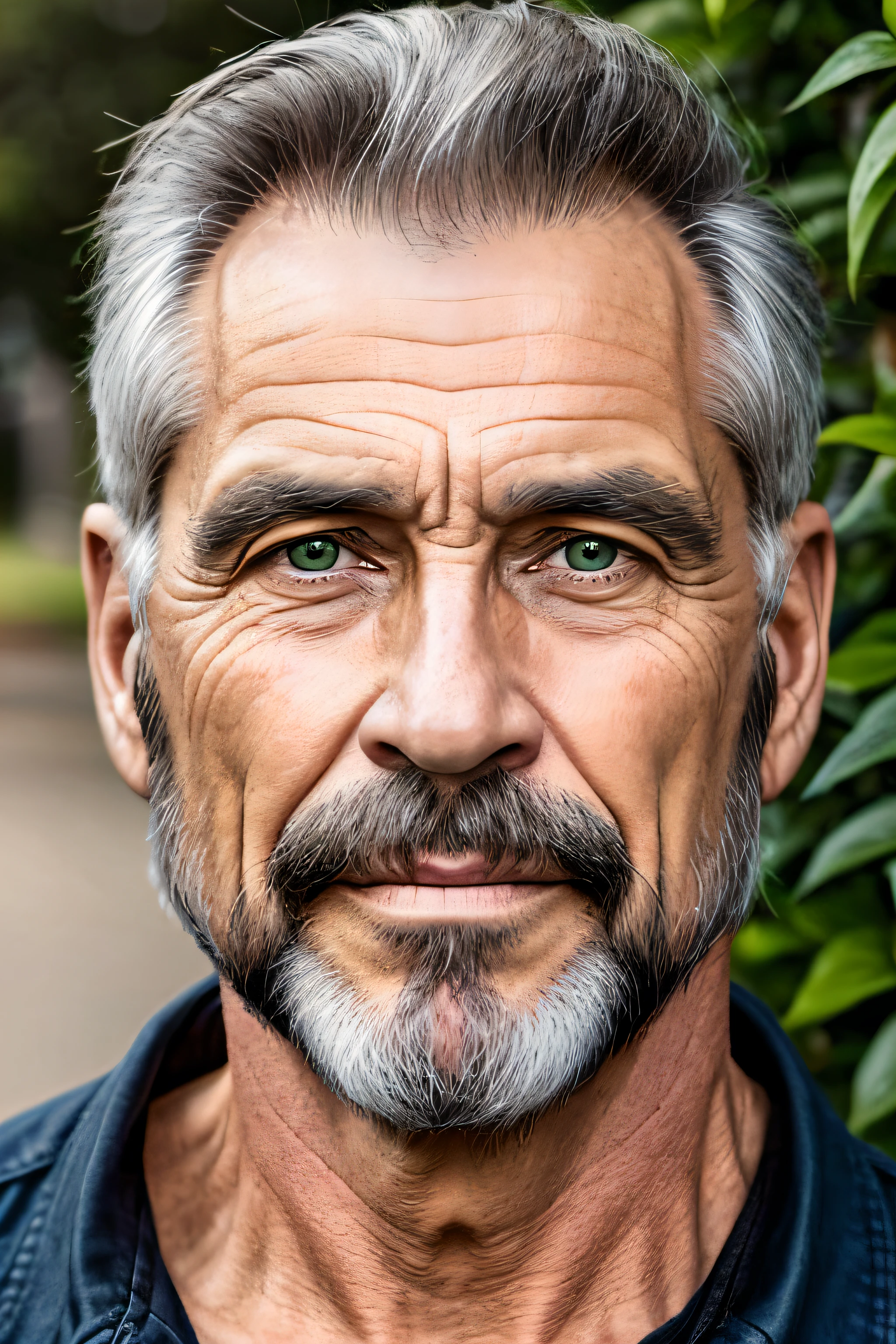 homem de 40 anos amigavel, com cara de pai. de barba cabelos escuros e olhos verdes