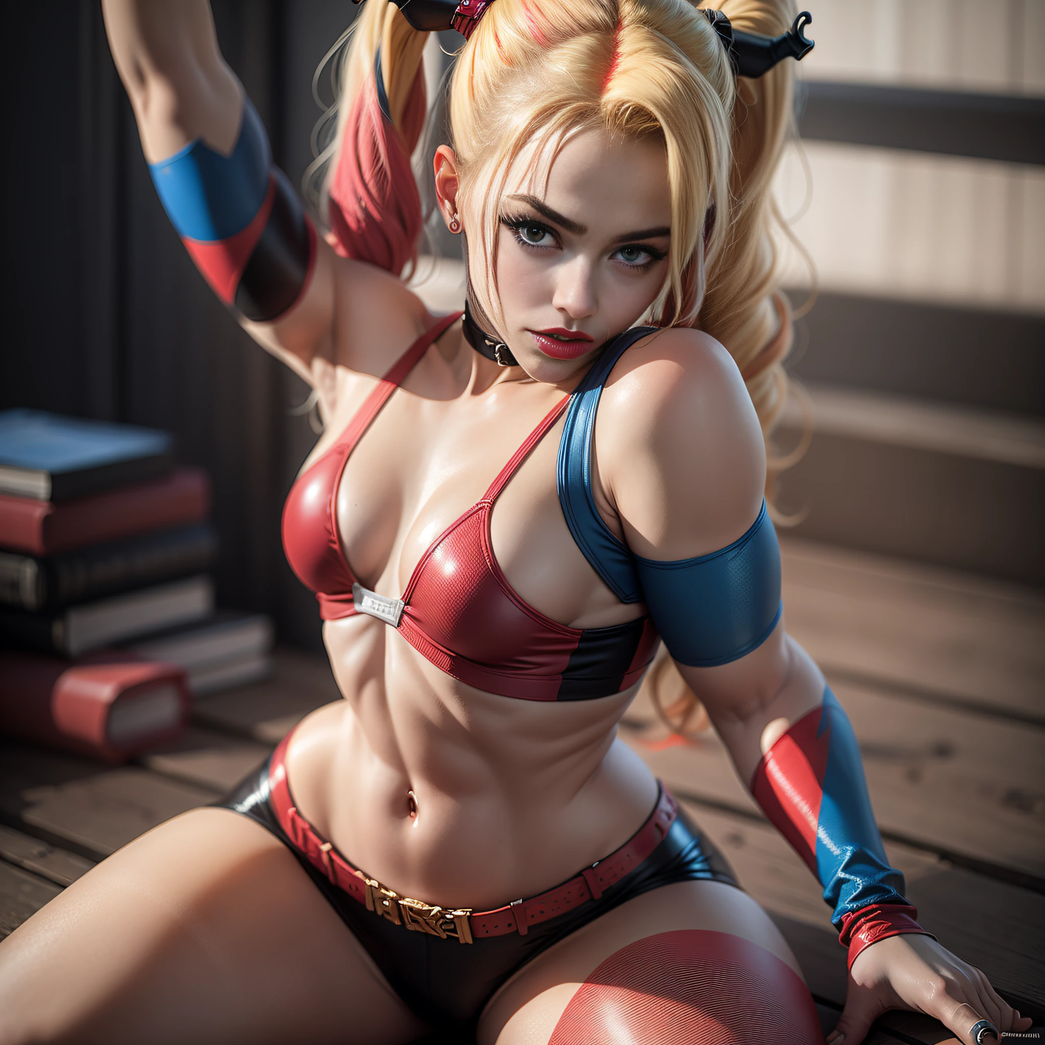 harley quinn, sexy pose, full body, athletic body, high quality photo,