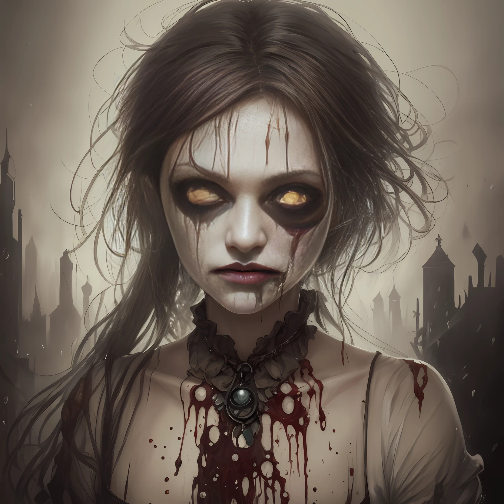 splash oil color💦 🎨🧟♀️ art, splash, zombie, scary, oil color, beauty , cute face , cute eyes , cute hand, dramatic lighting, fog, dark, jean-baptiste monge style ,ultrahigh details, diversity,8k, digital art , by shining --auto --s2